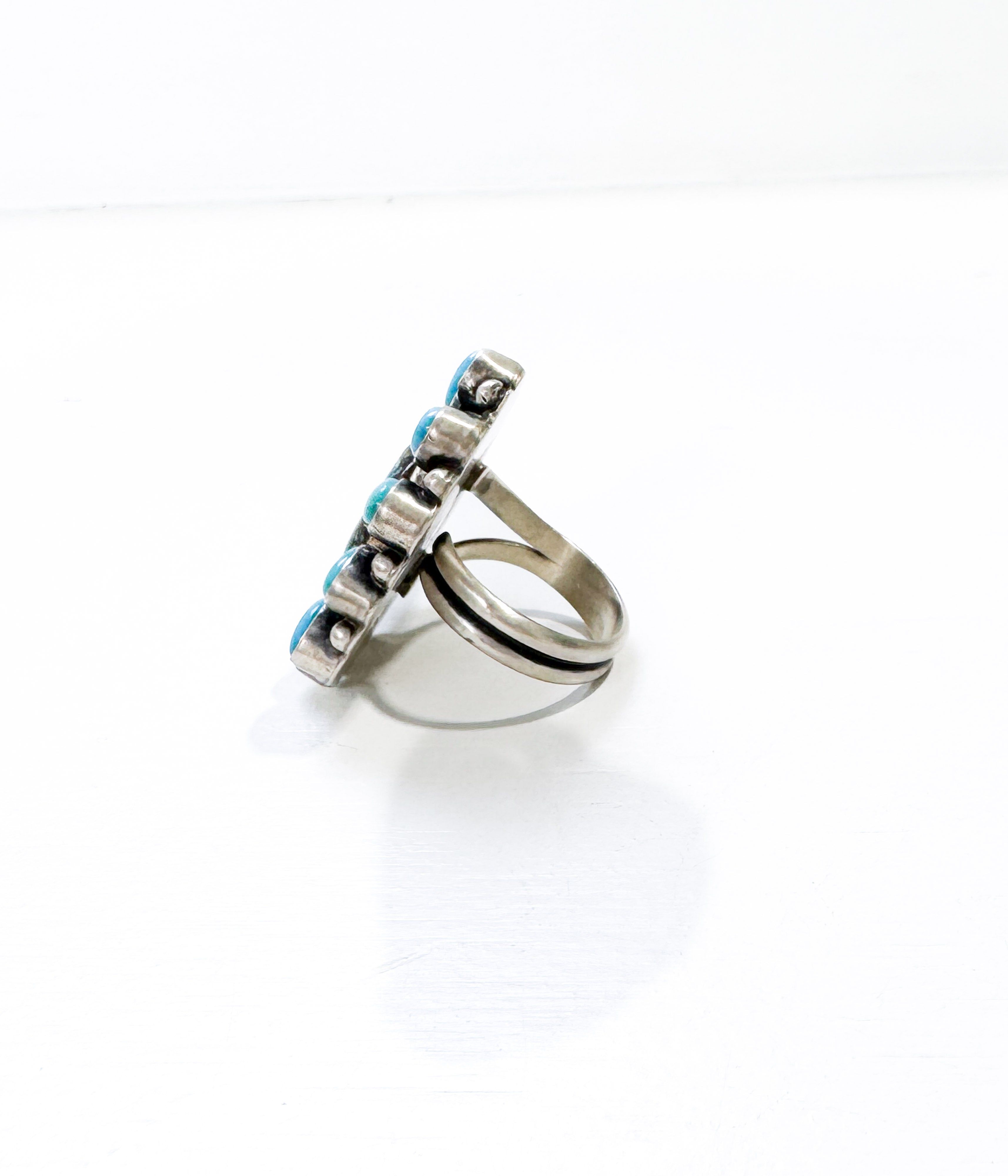 Blackjack & Kingman Turquoise Cluster Ring