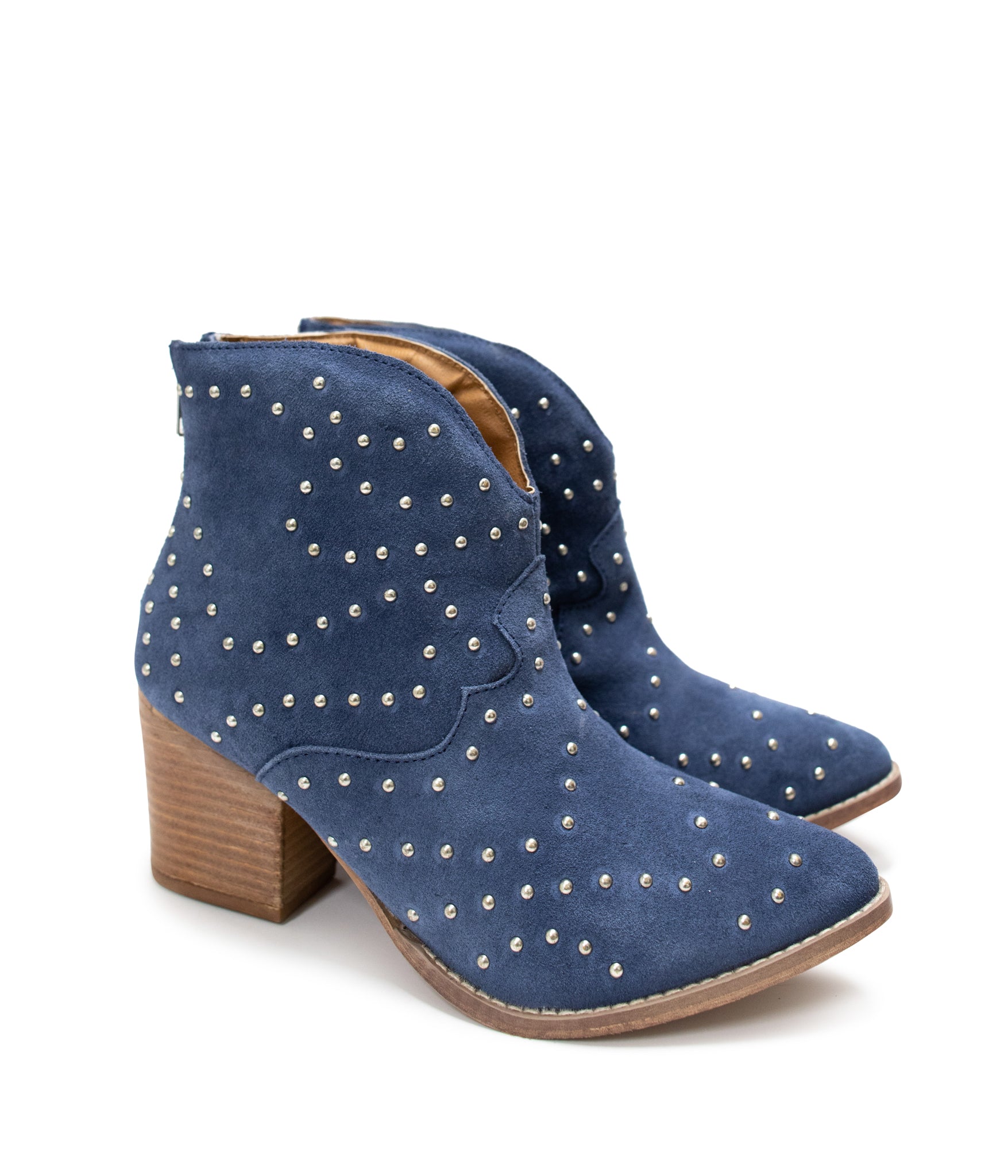 Twilight Studded Heeled Ankle Boot in Denim - Rural Haze