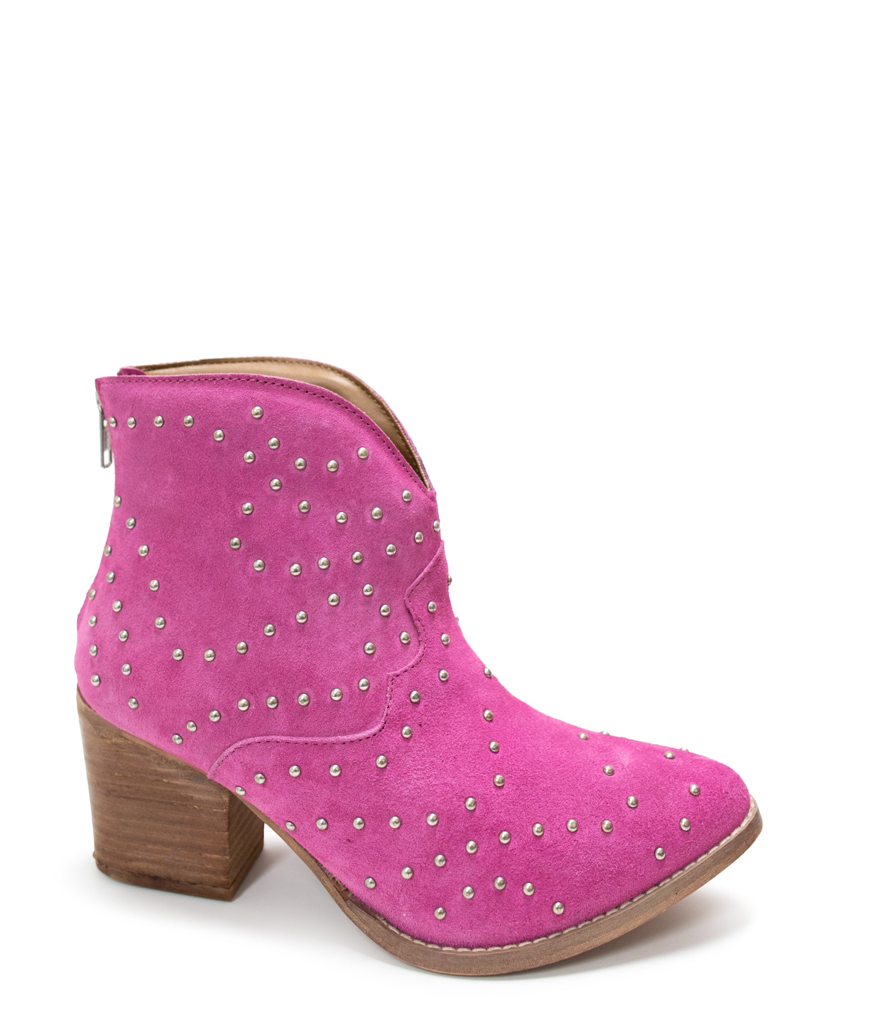 Twilight Studded Heeled Ankle Boot in Magenta - Rural Haze