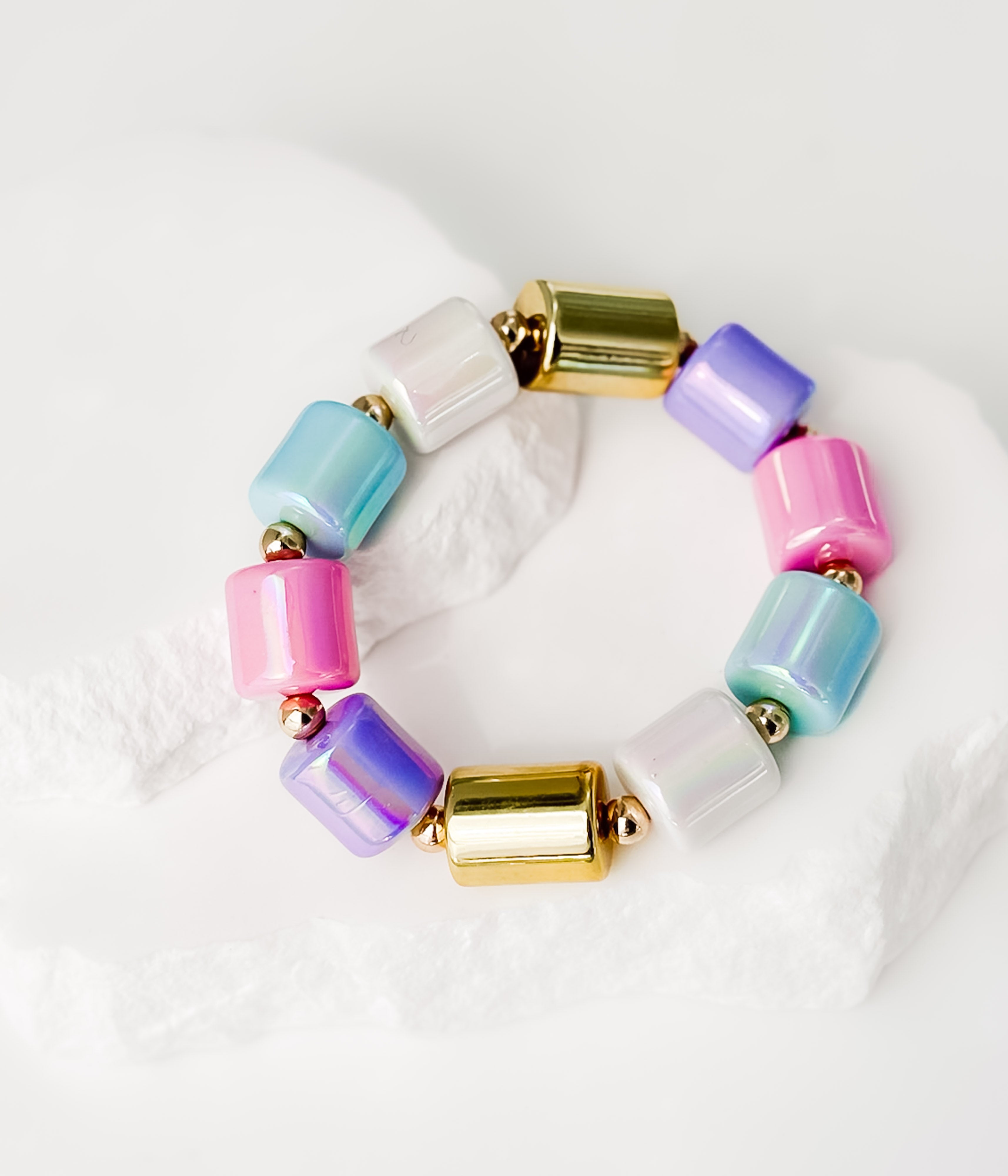 Pastel Chunky Beaded Bracelet - Rural Haze
