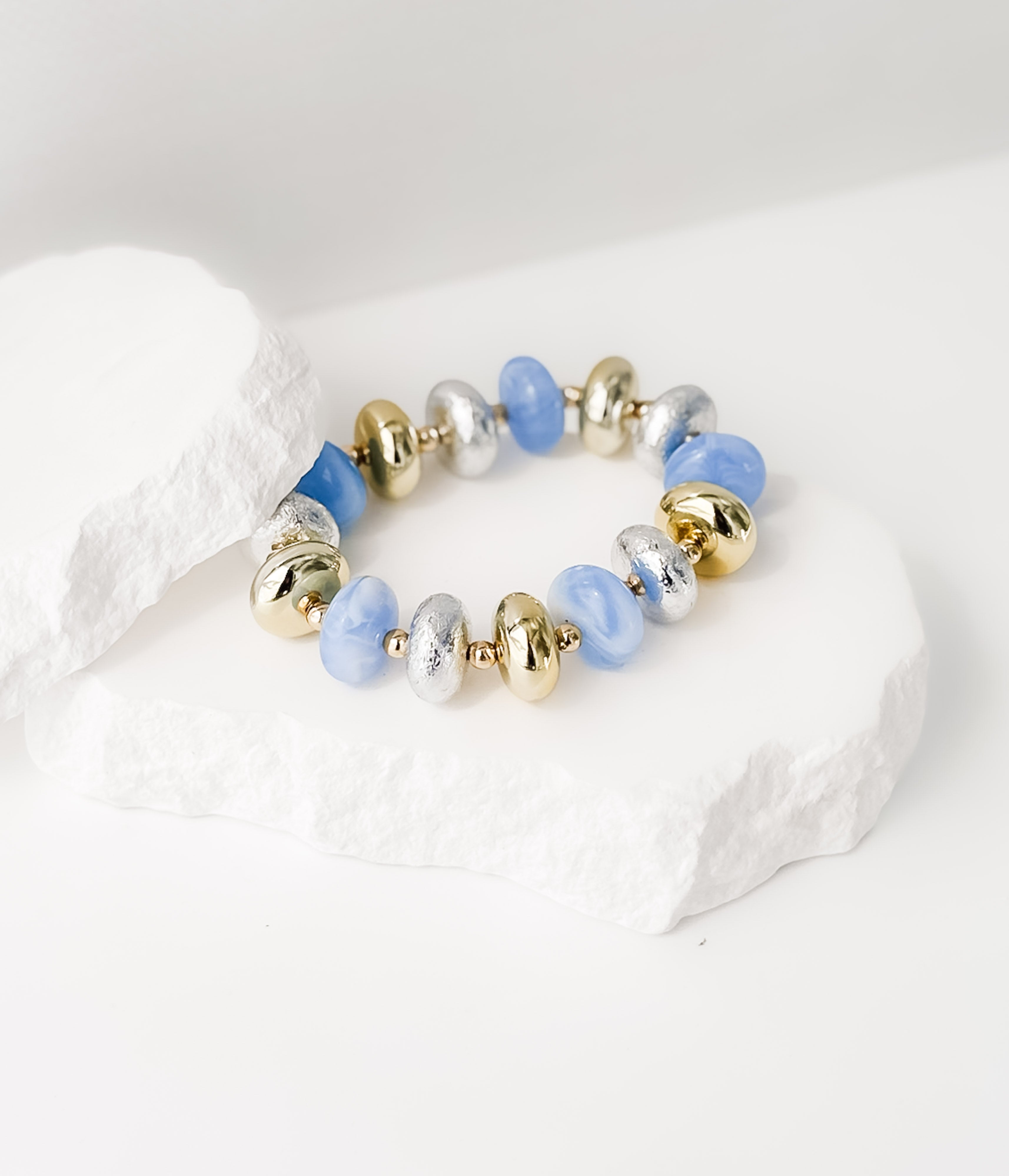 Blue and Gold Bead Bracelet - Rural Haze