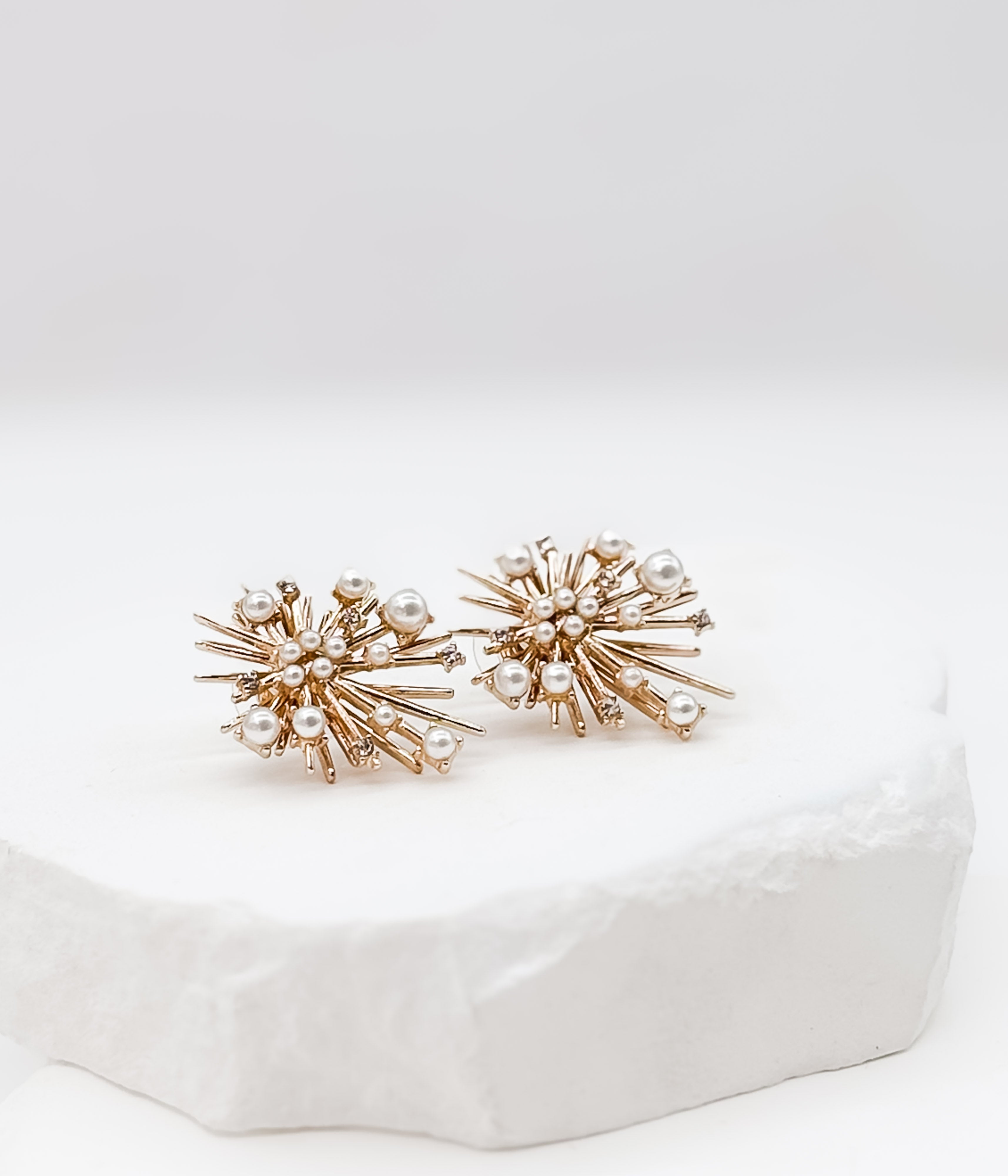 Gold Pearl Starburst Stud Earrings - Rural Haze