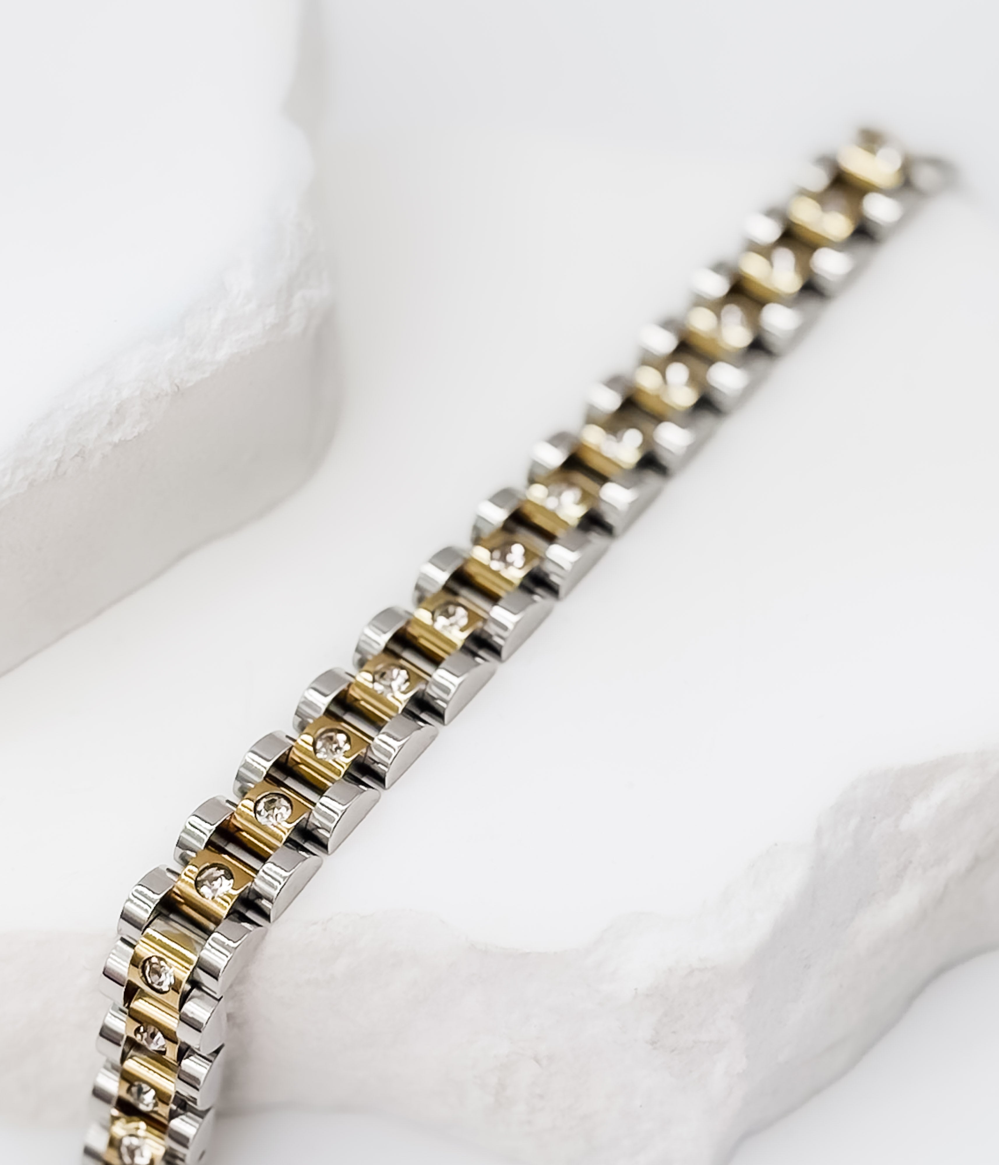 Two-Tone Crystal Link Bracelet - Rural Haze