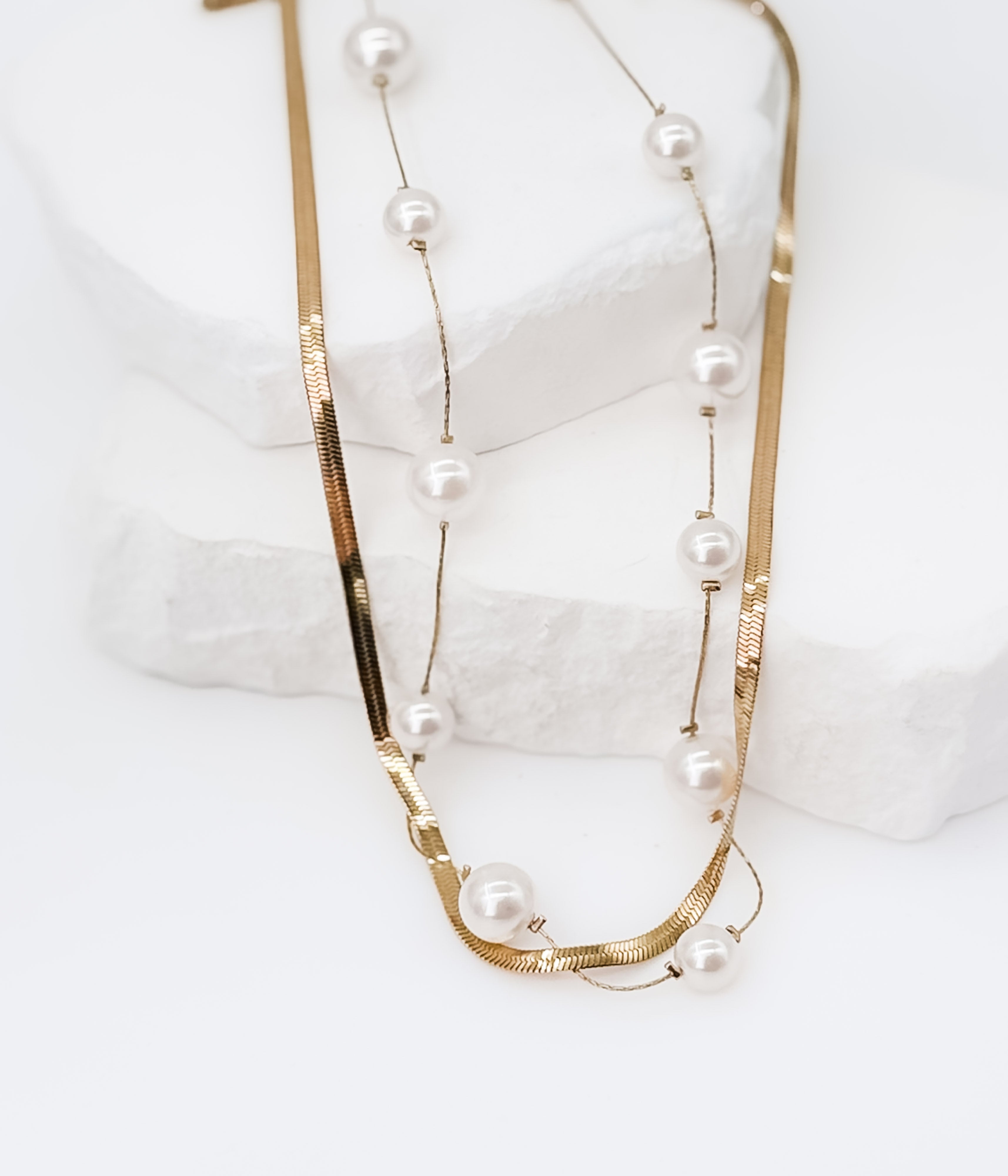 Layered Pearl Necklace in Gold - Rural Haze
