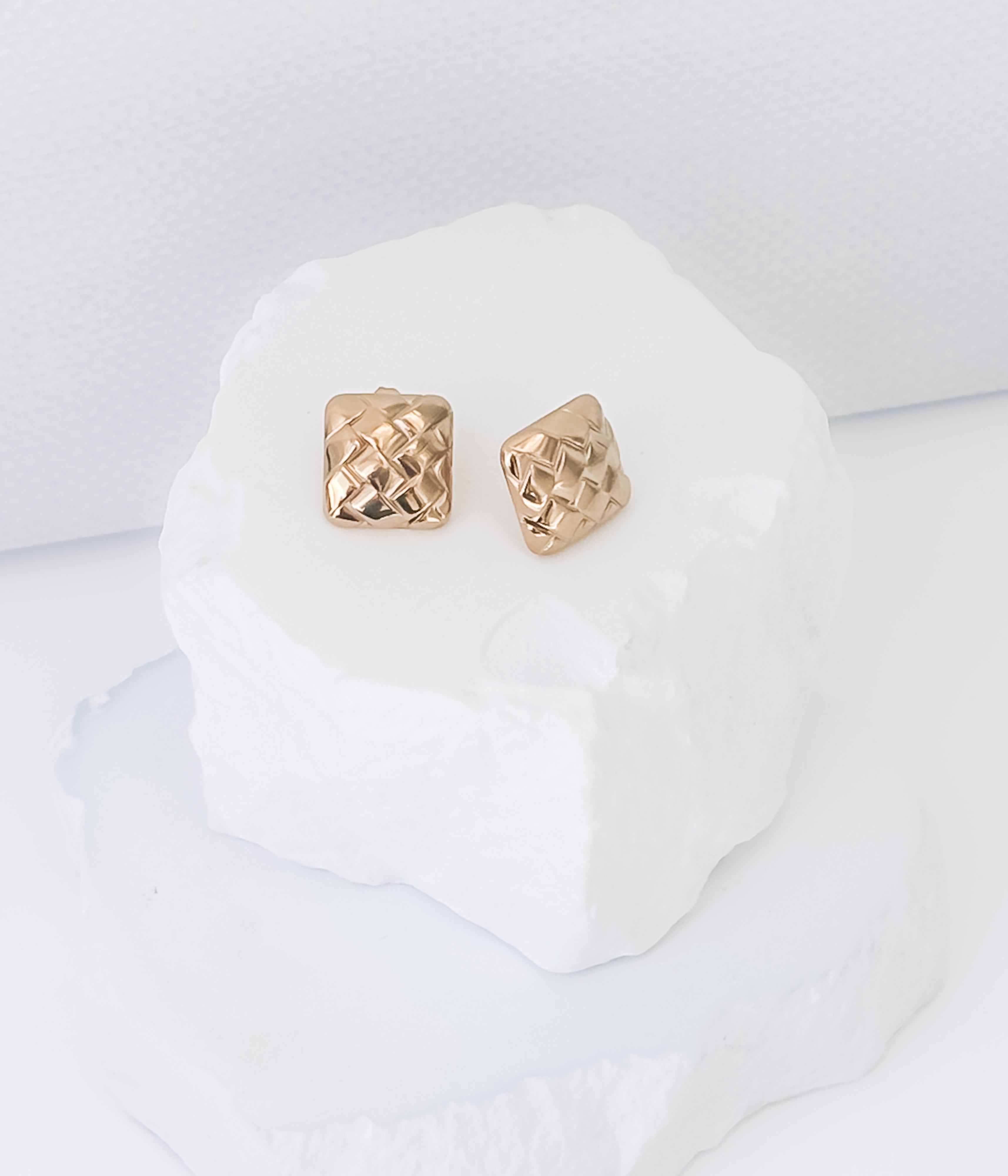 Woven Gold Stud Earrings