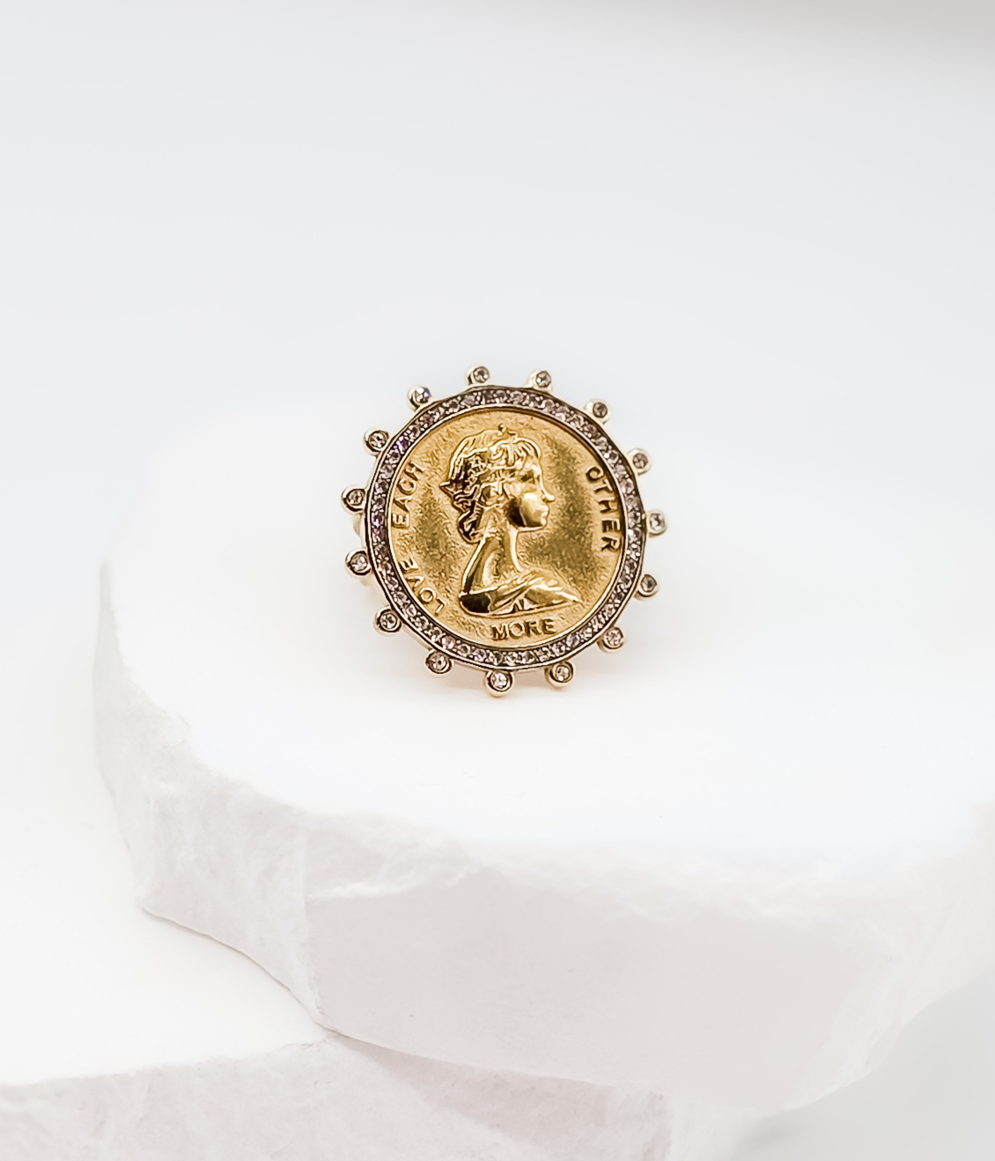 Gold Coin Statement Ring - Rural Haze