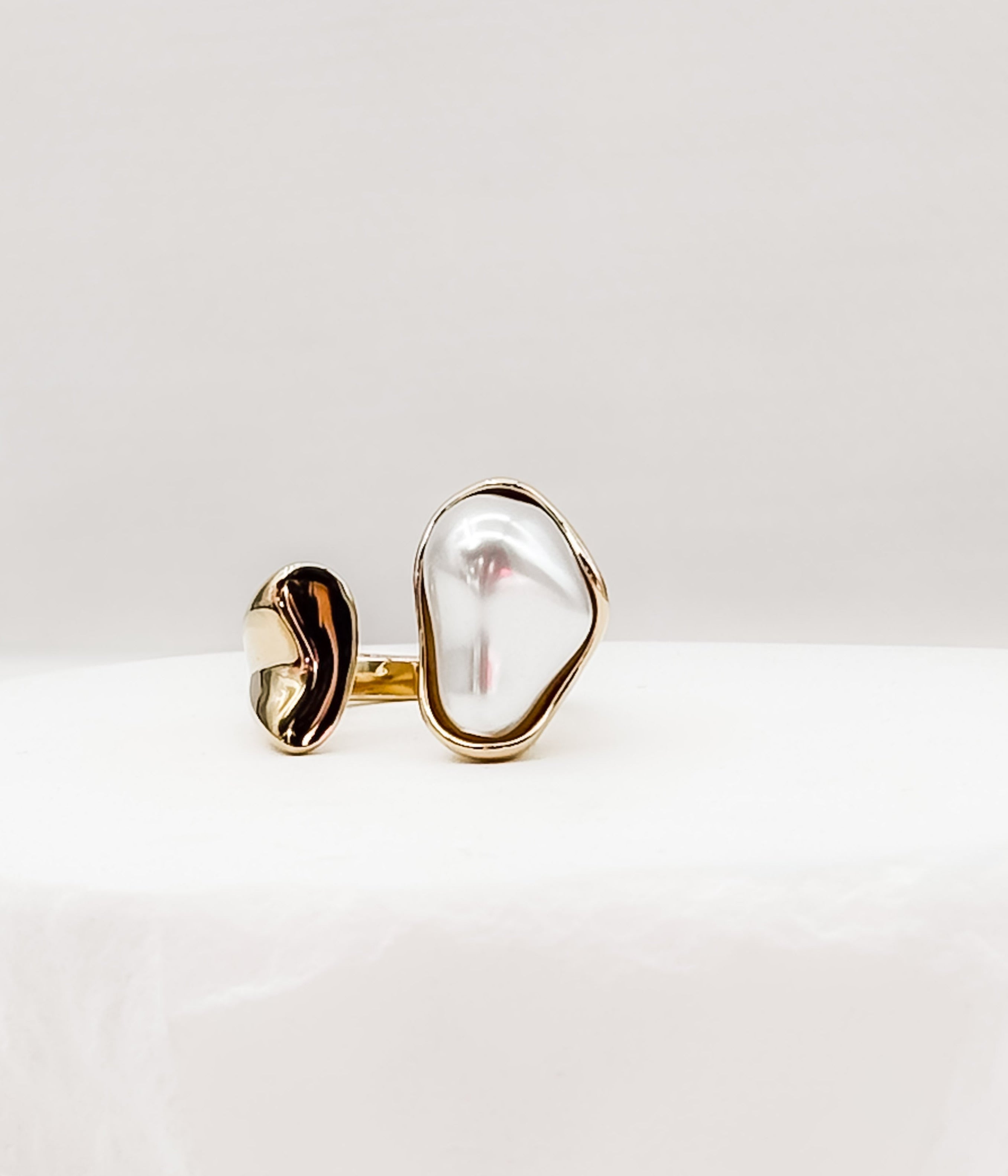 Gold Baroque Pearl Open Ring - Rural Haze