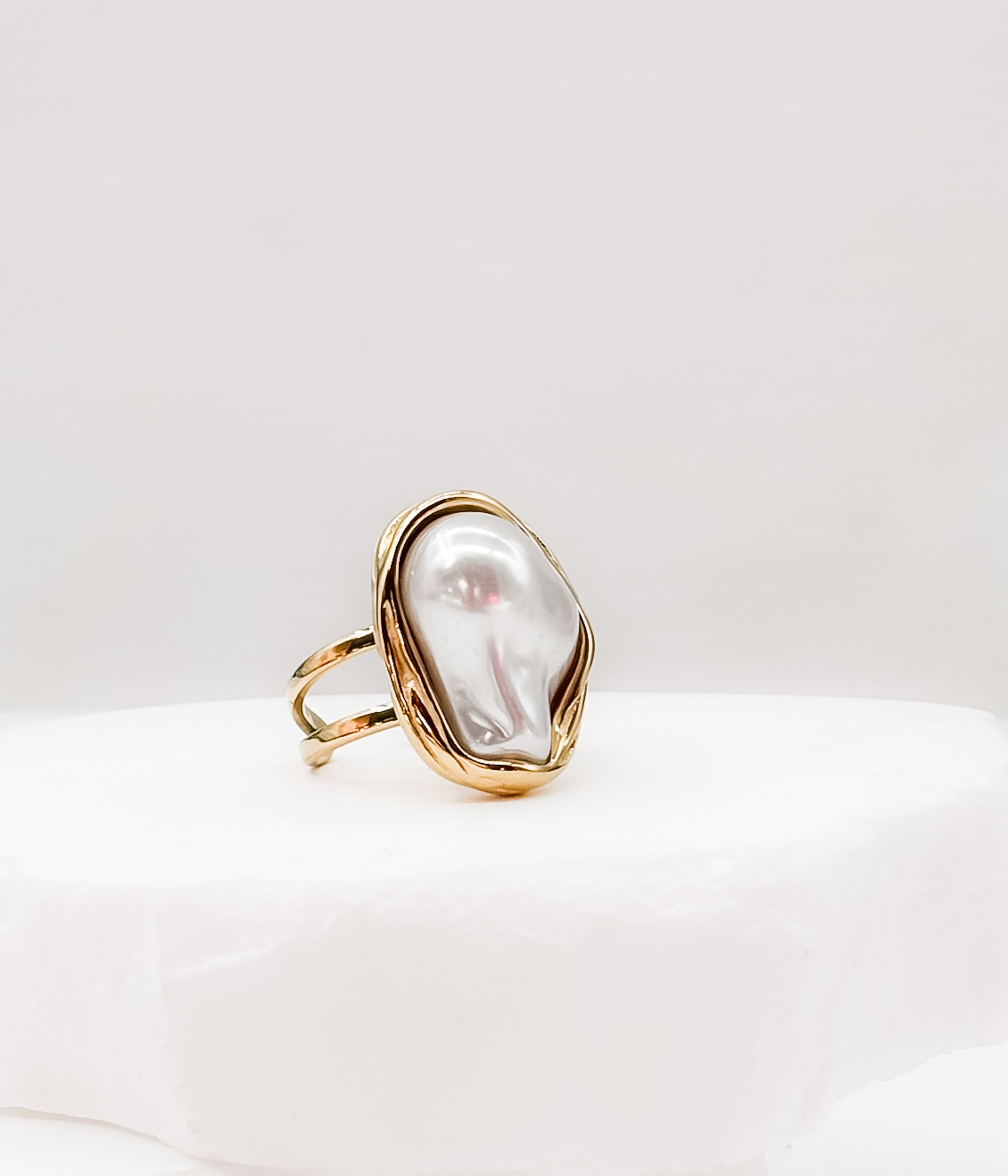 Gold Baroque Pearl Statement Ring - Rural Haze