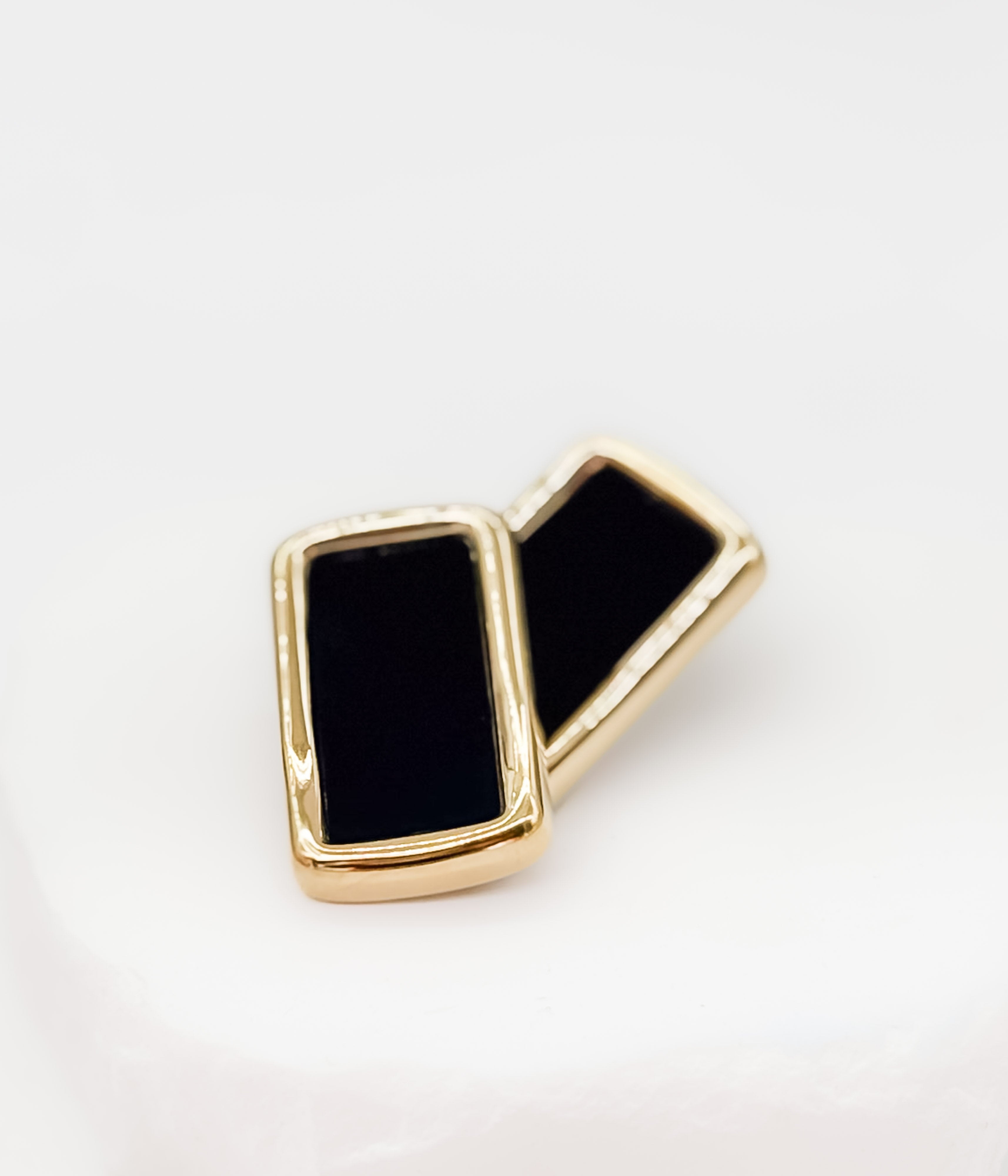 Black Enamel Gold Statement Earrings - Rural Haze