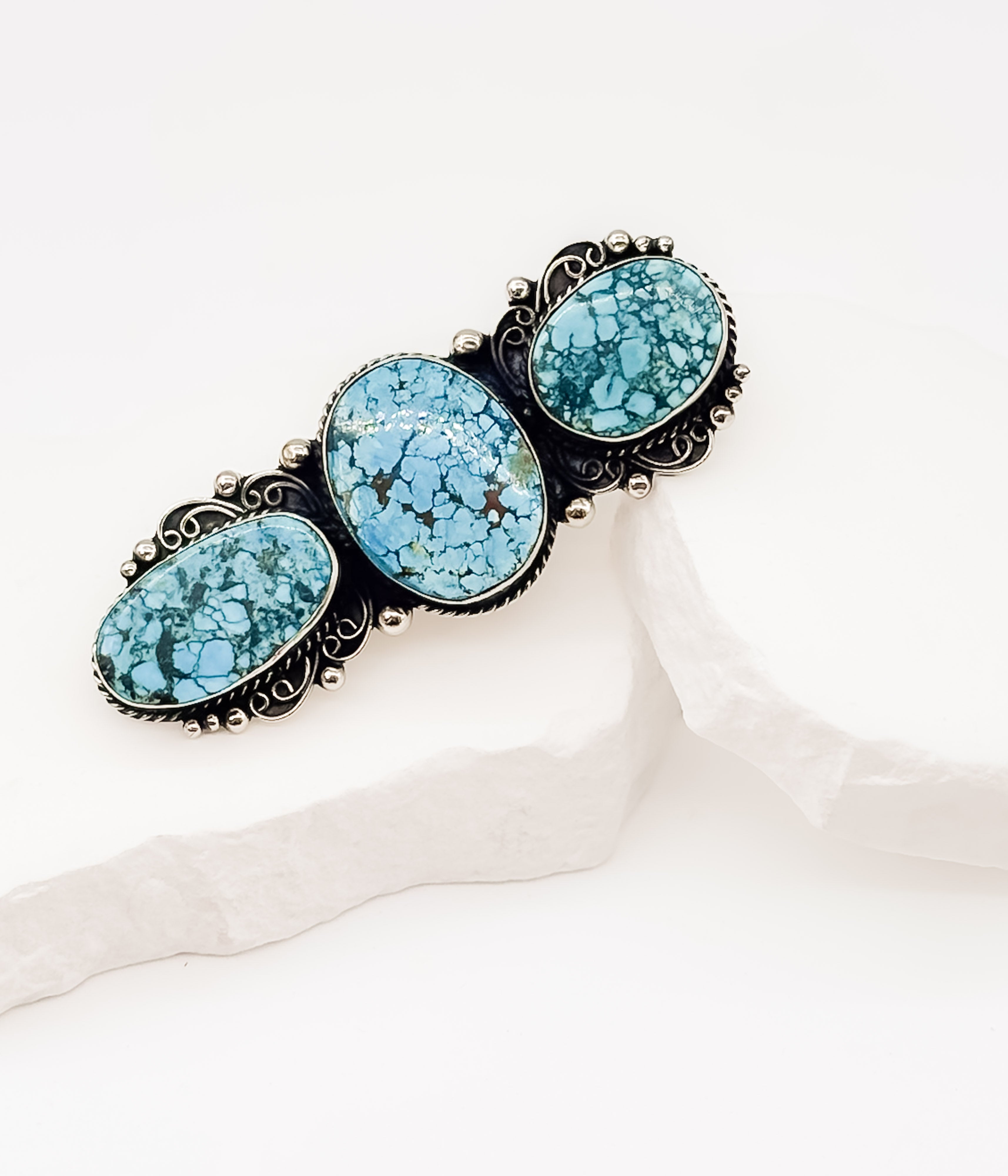 Extra Large Kingman Triple Stone Ring - Rural Haze