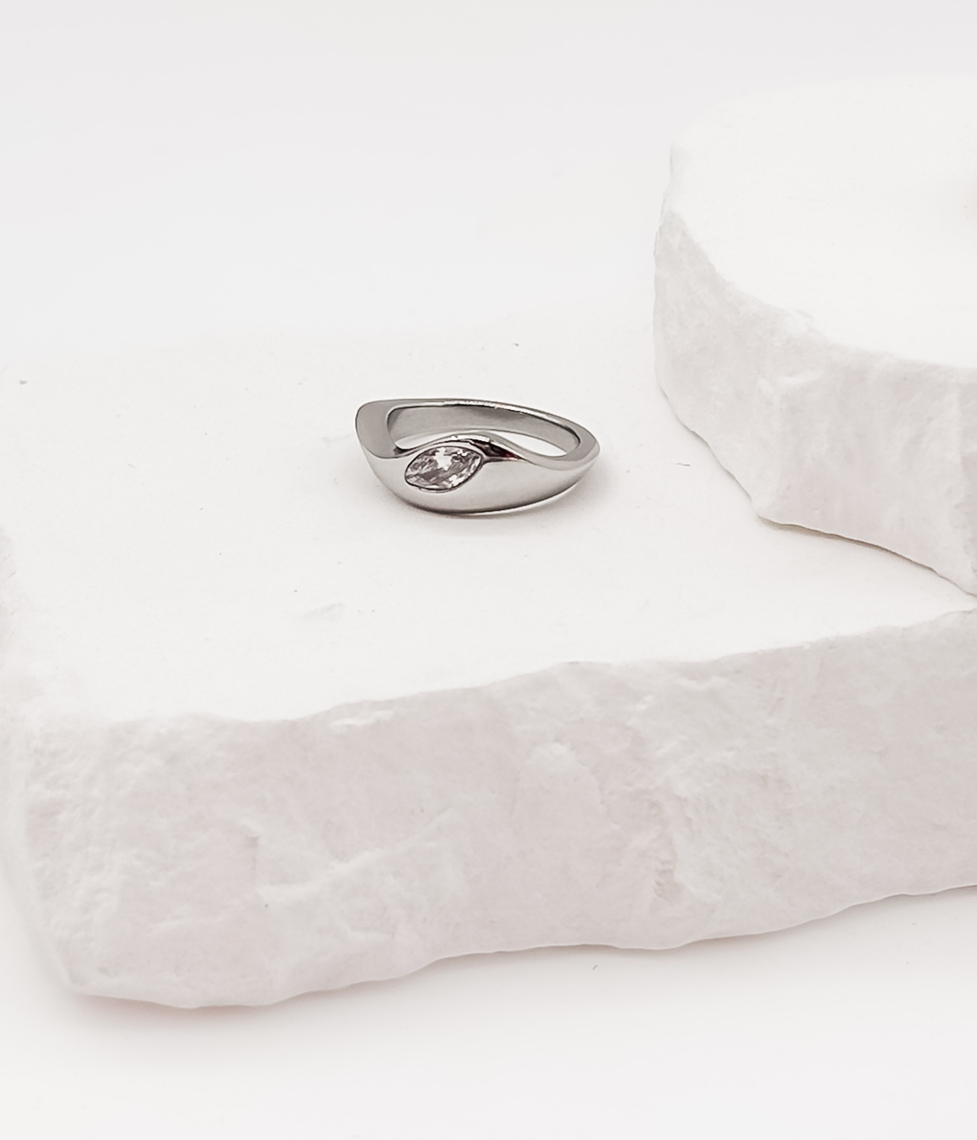 Gold Wave Statement Ring with Crystal - Rural Haze