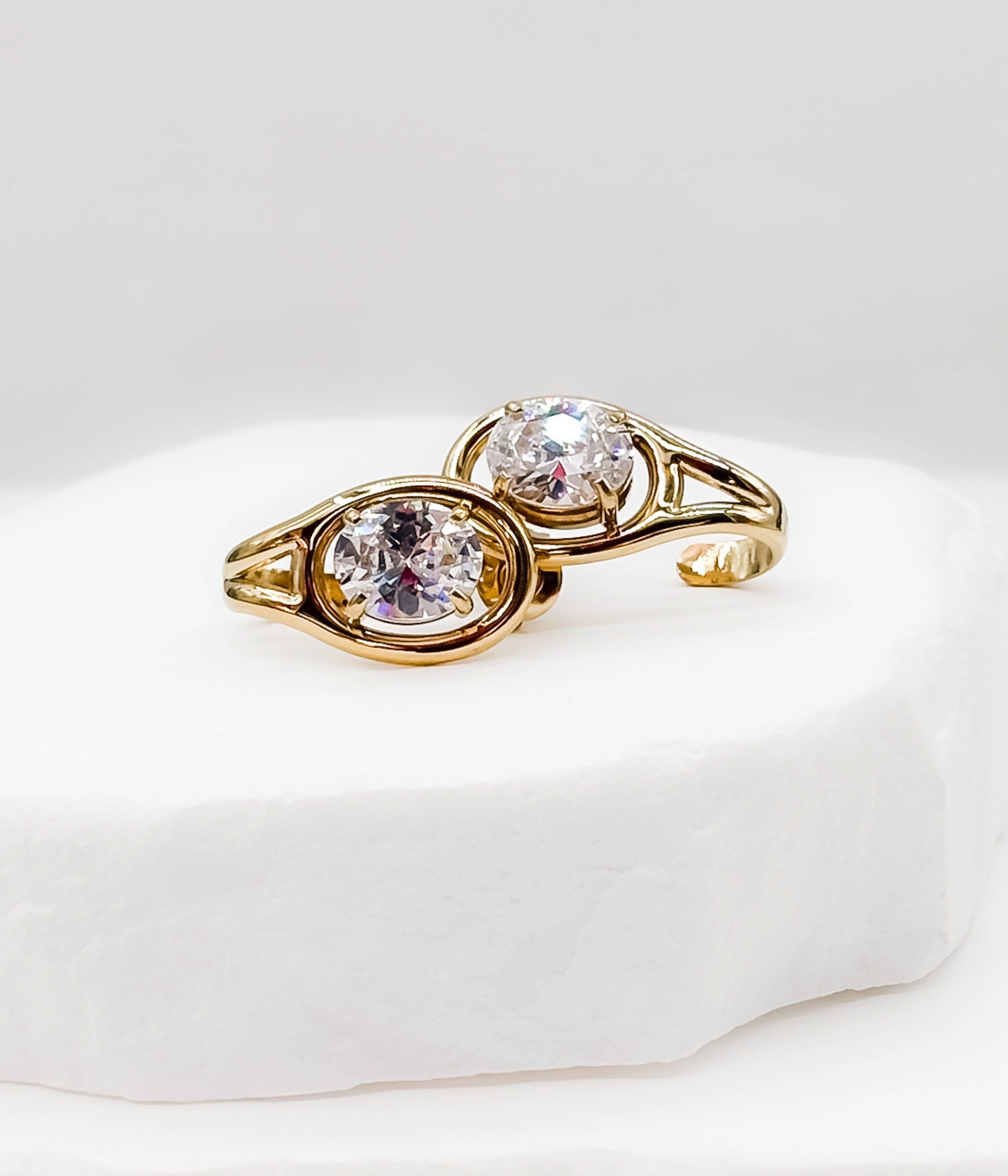 Gold Double Crystal Wrap  Earrings - Rural Haze