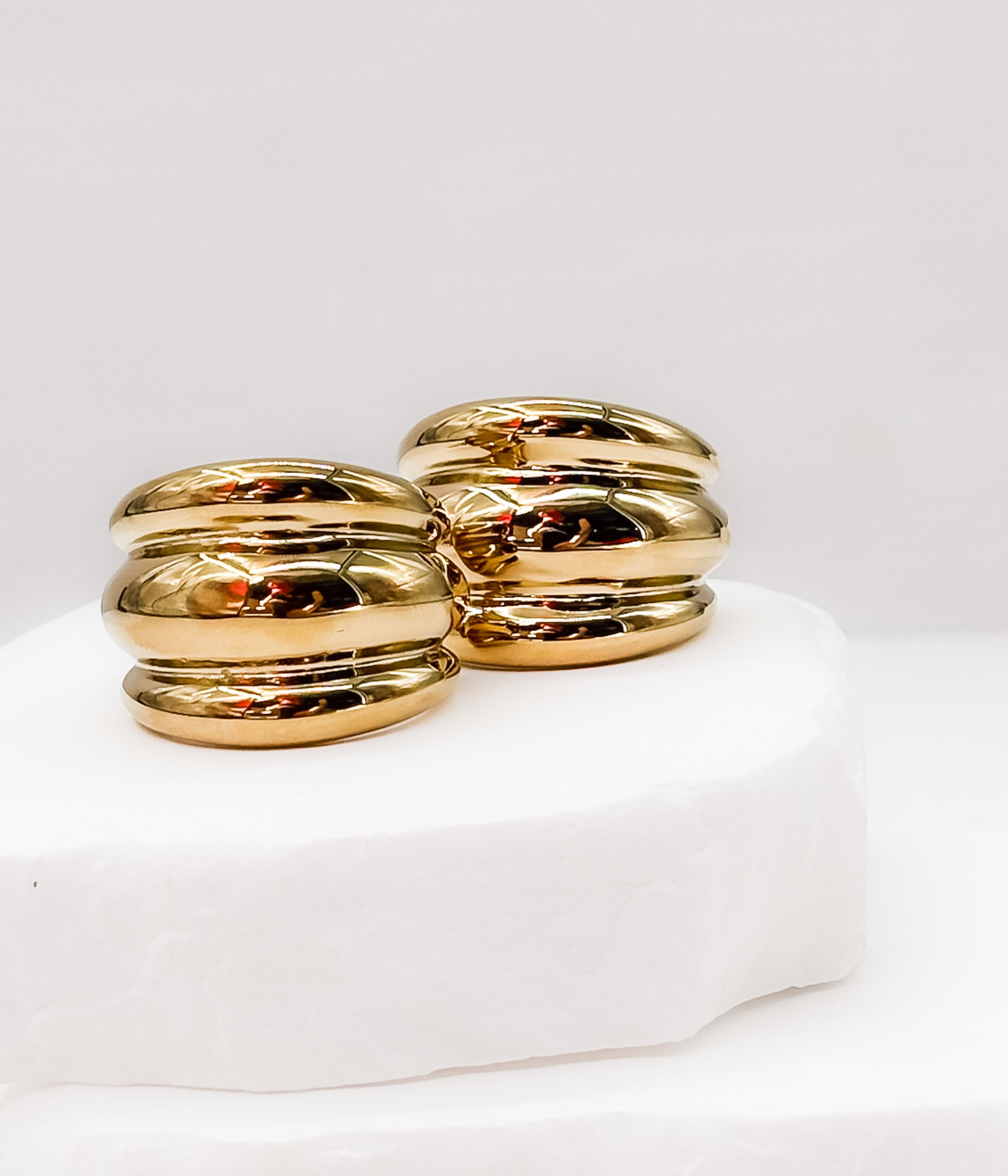 Gold Triple Band Hoop Earrings - Rural Haze