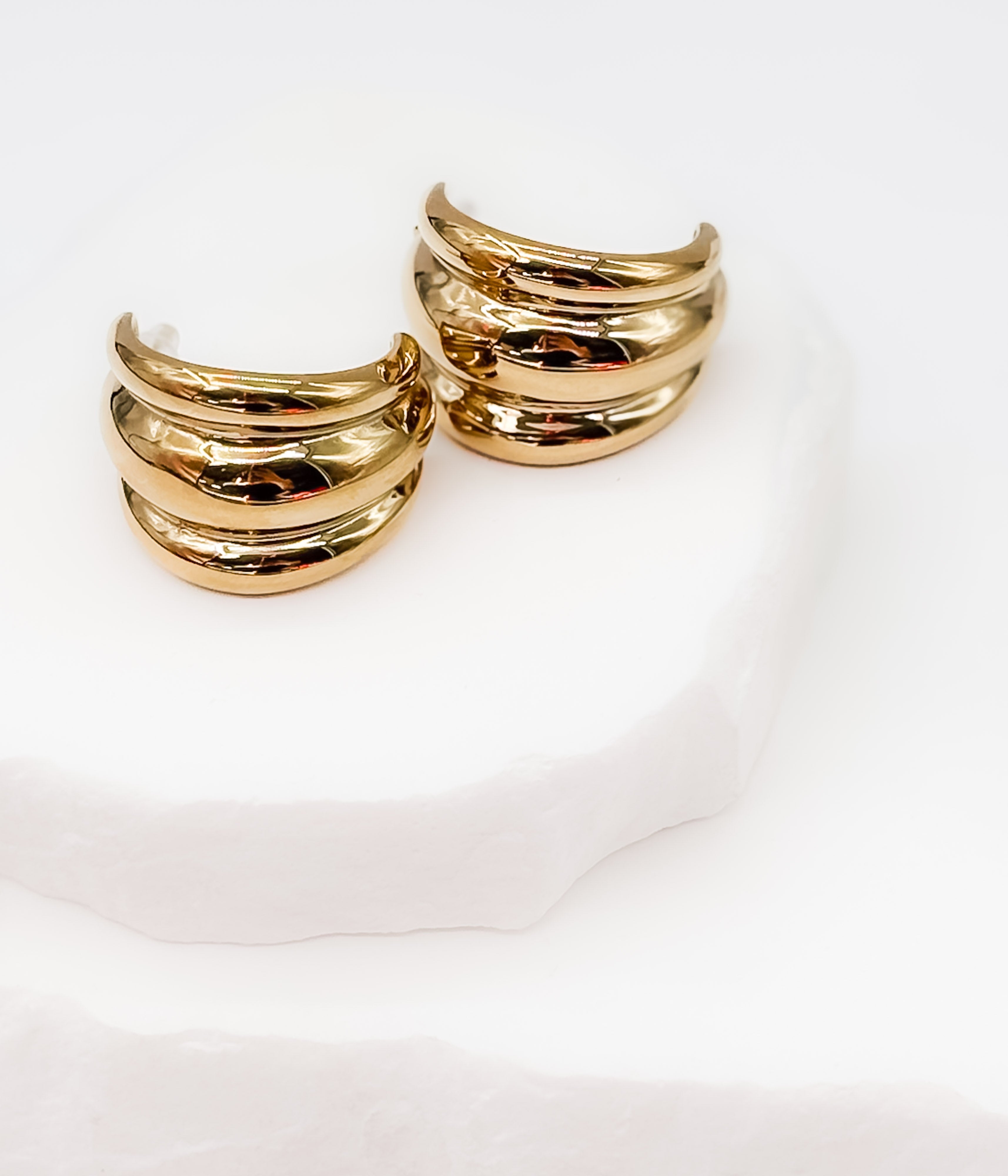 Gold Triple Band Hoop Earrings - Rural Haze