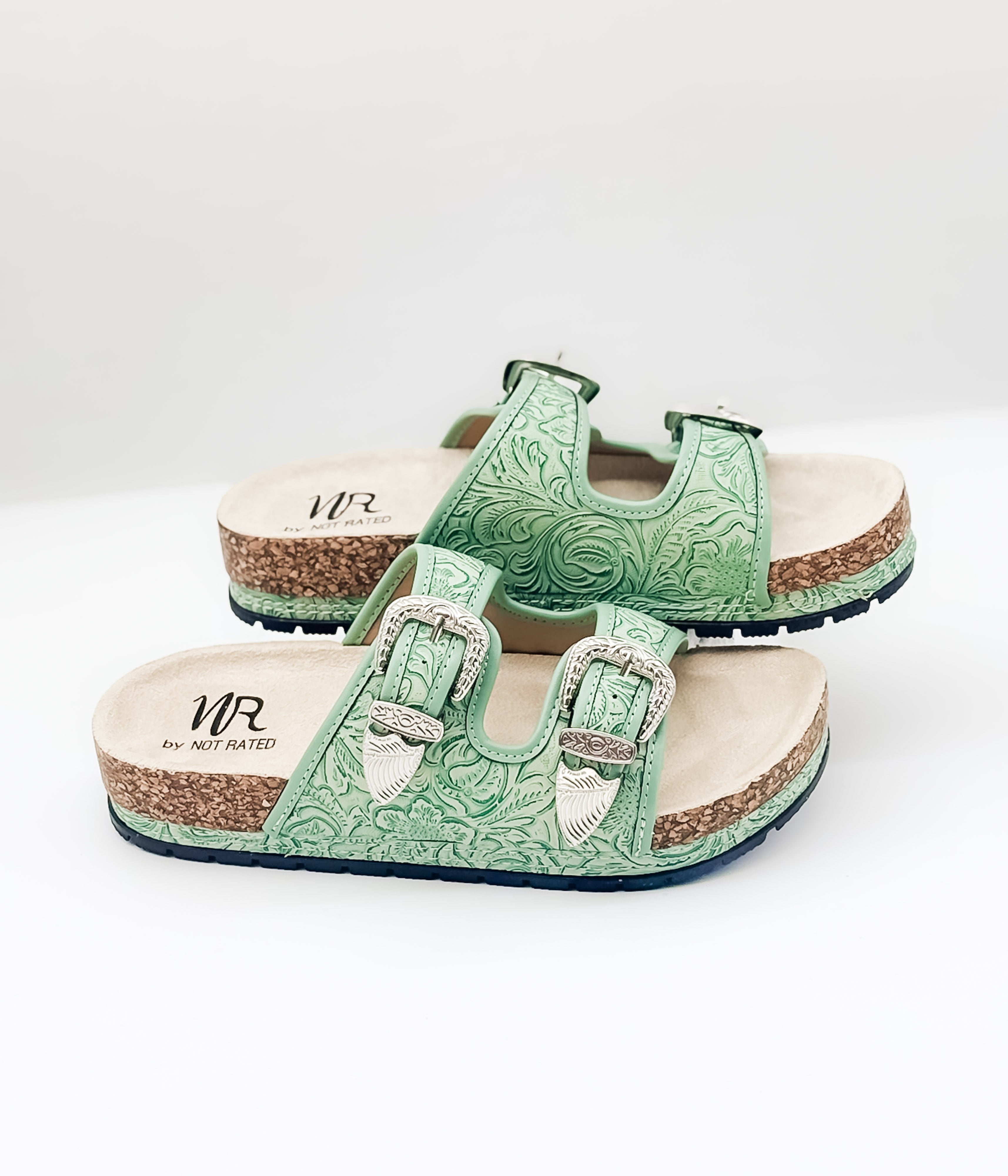Morgana Western Sandal in Green - Rural Haze
