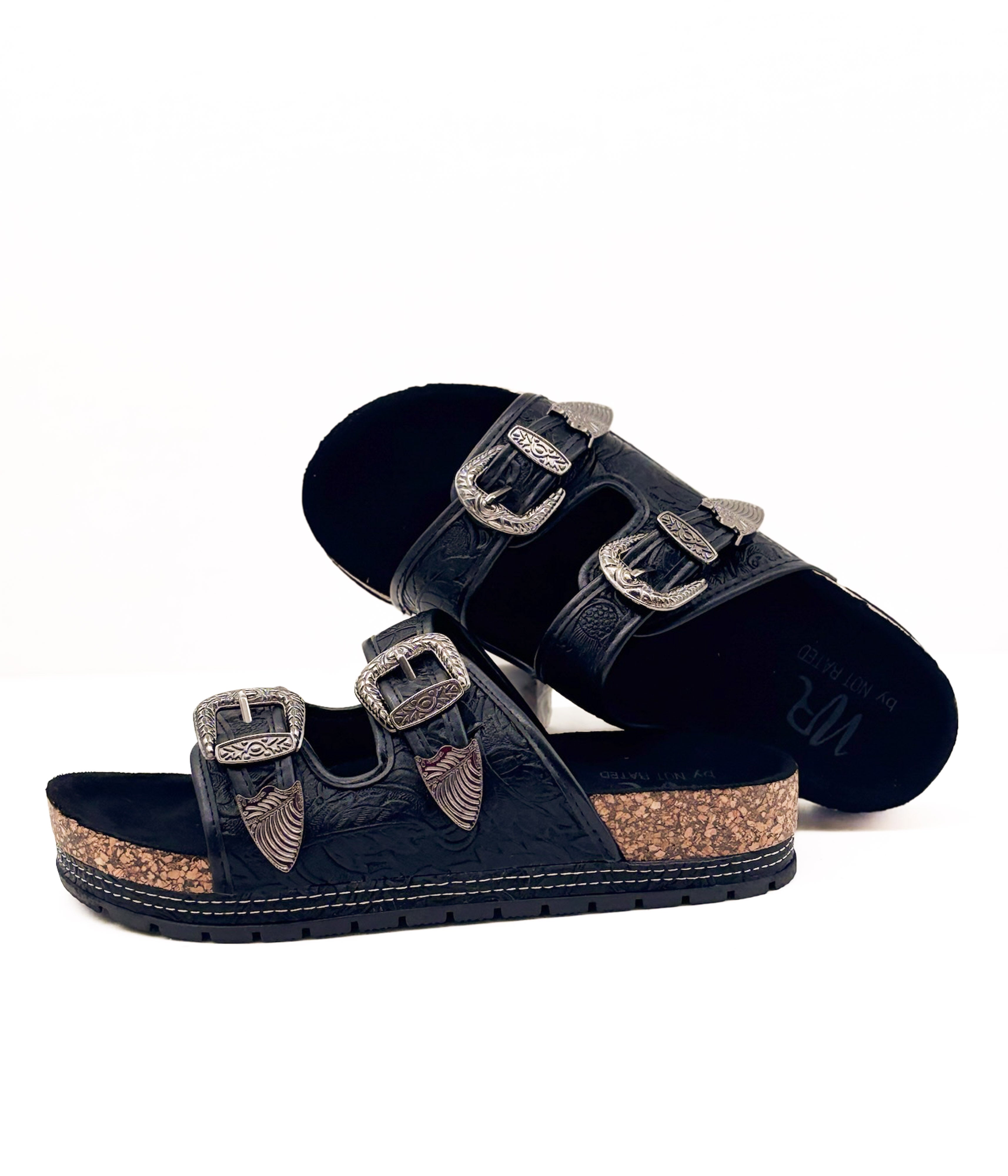 Morgana Western Sandal in Black - Rural Haze
