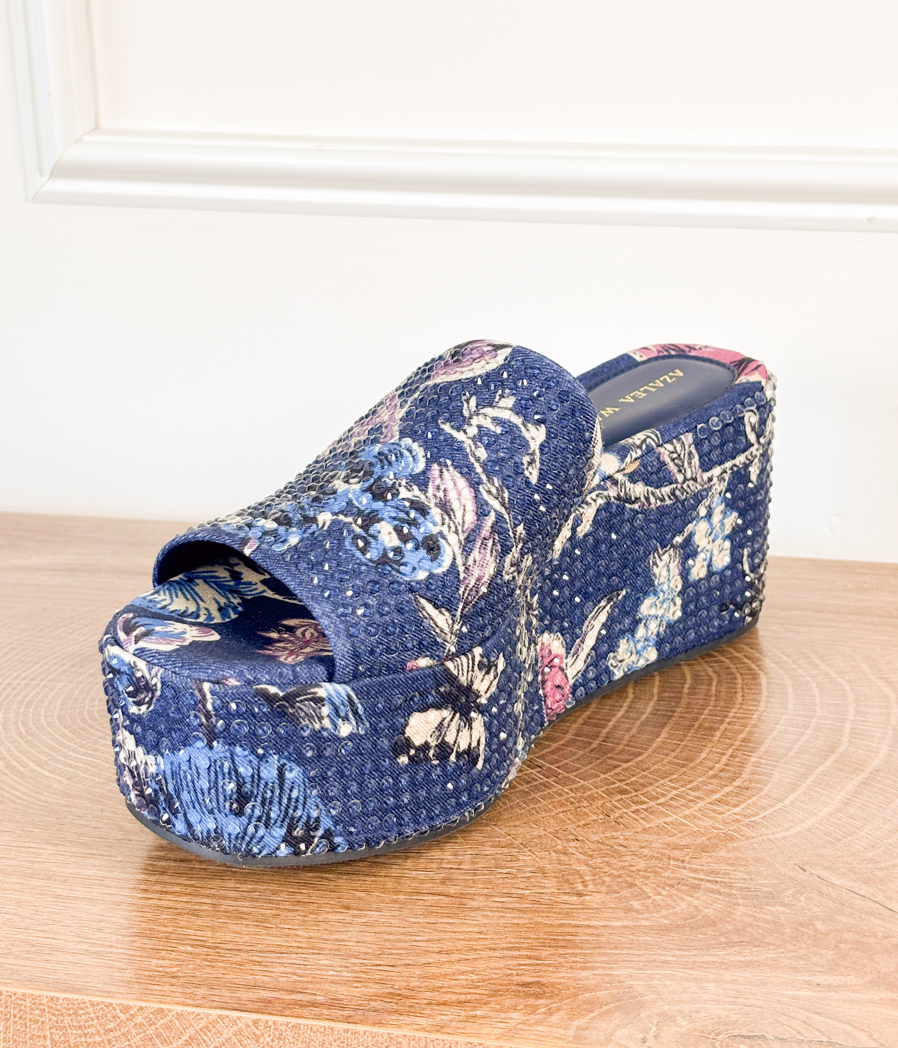 Rosalind Wedge Heel in Blue - Rural Haze
