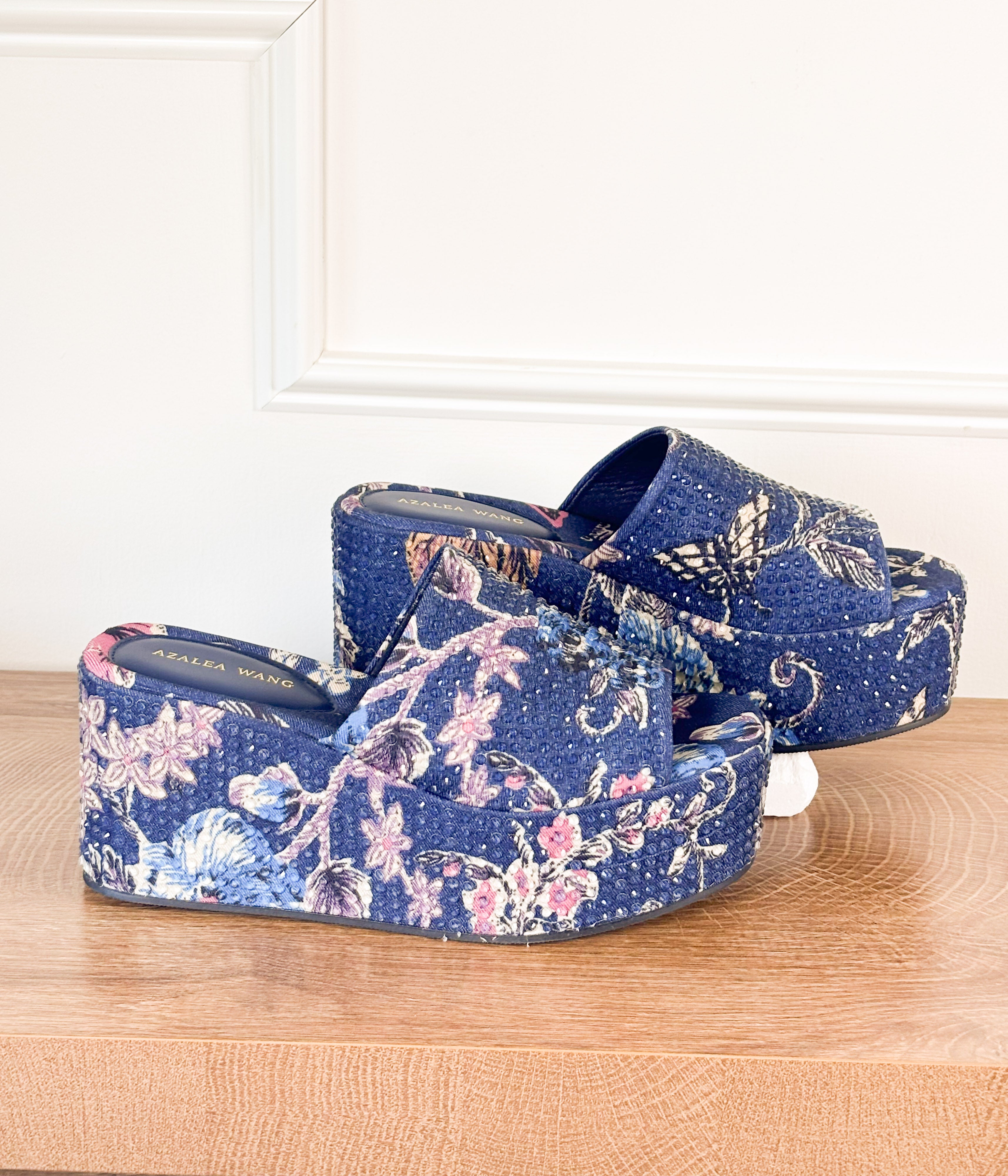 Rosalind Wedge Heel in Blue - Rural Haze