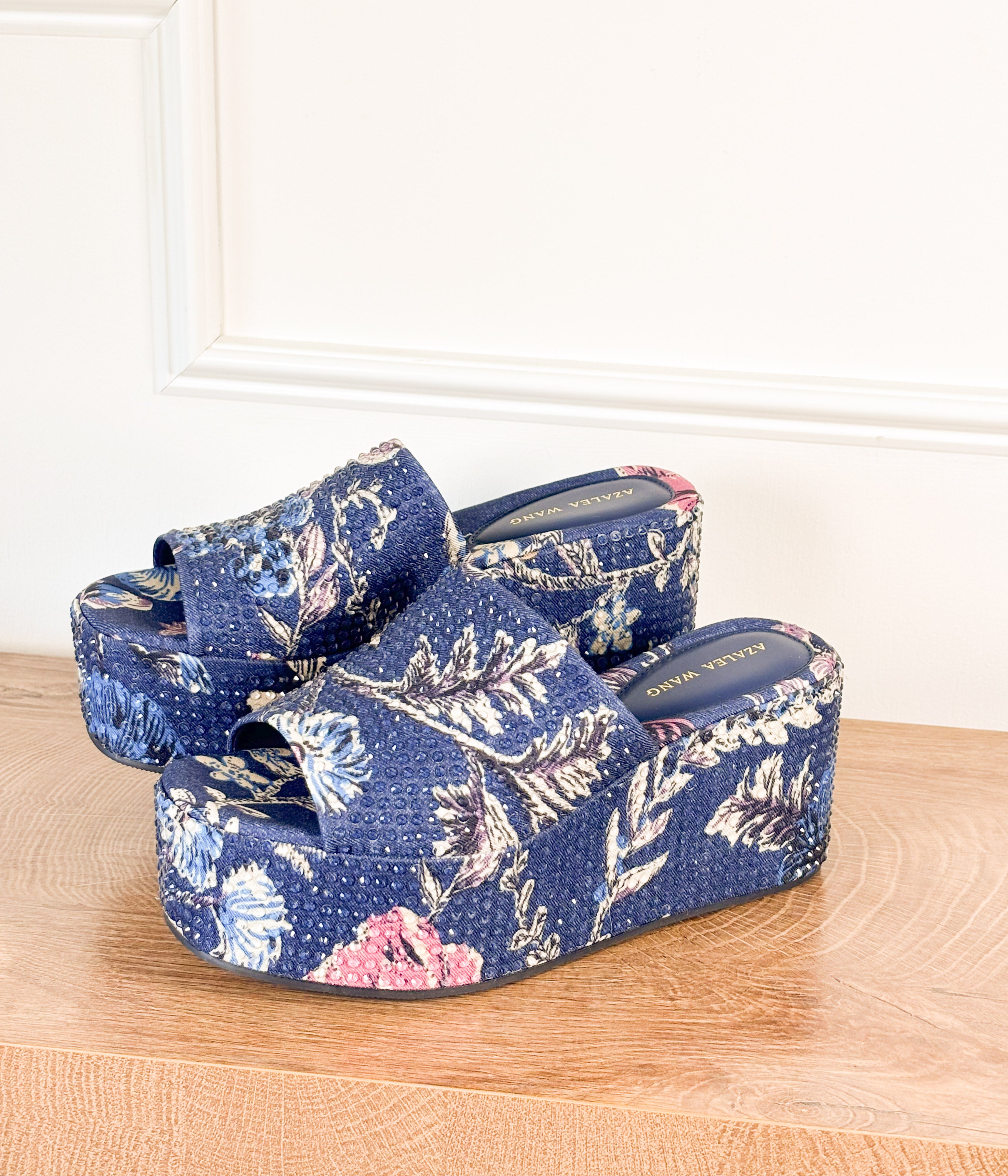 Rosalind Wedge Heel in Blue - Rural Haze