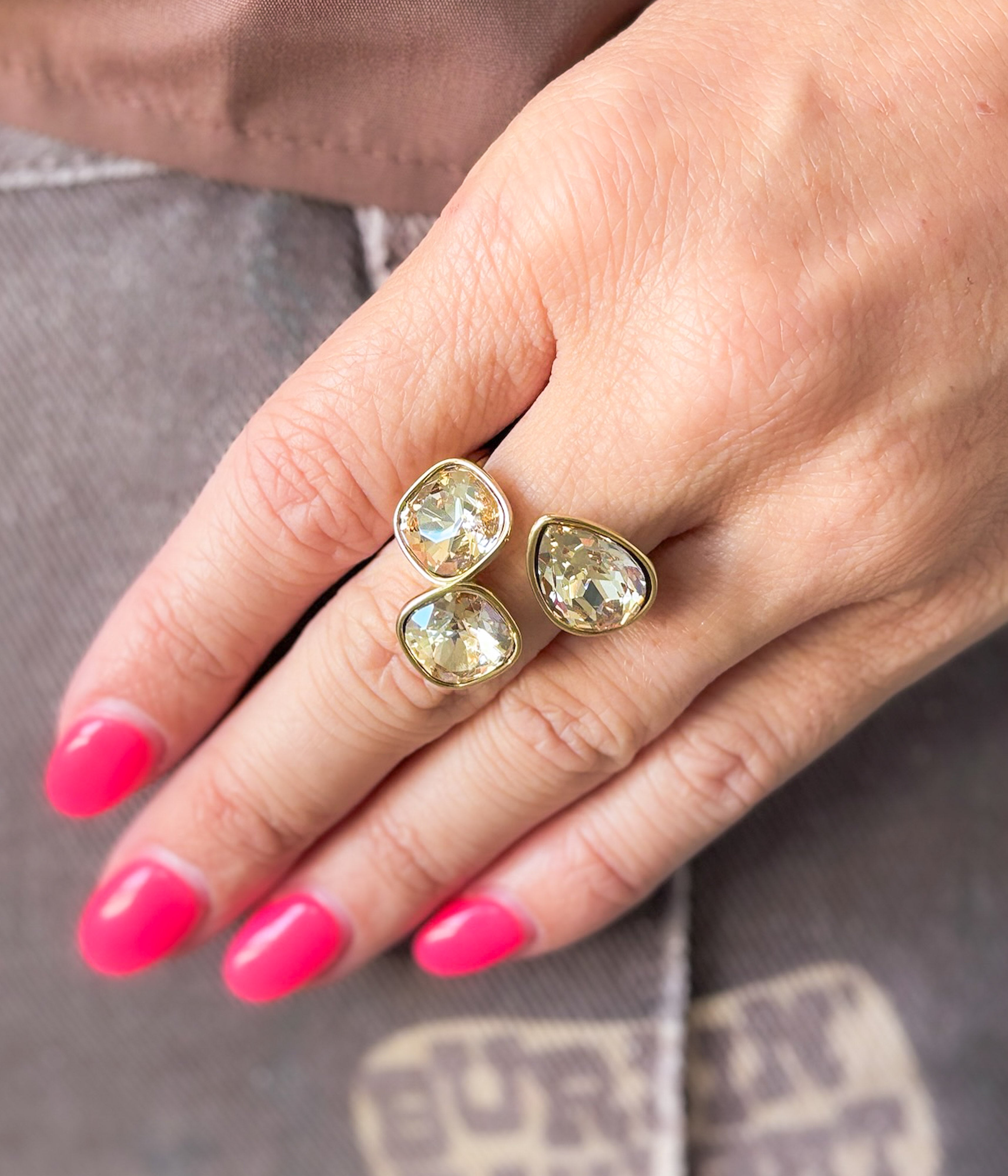 Gold Three Stone Statement Ring