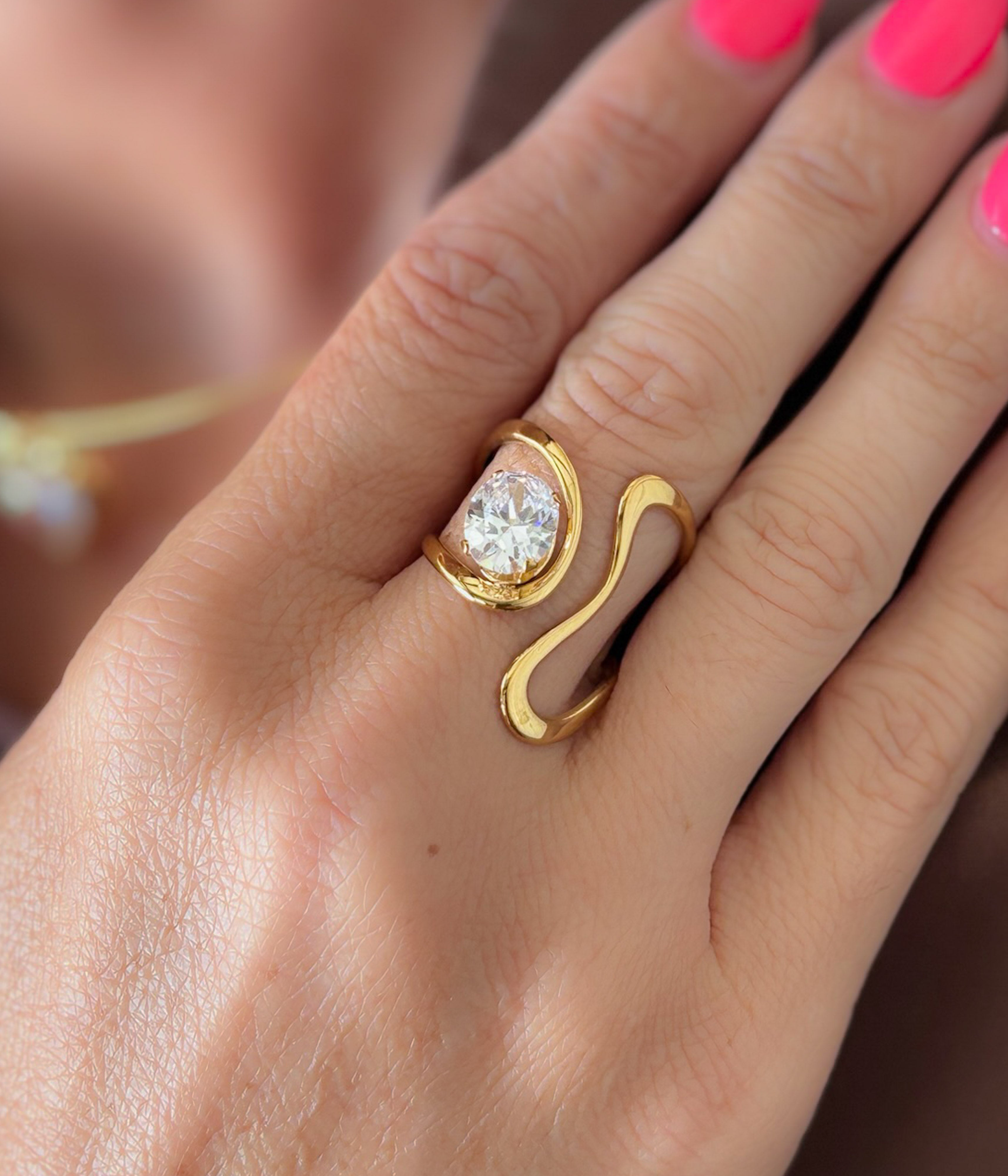 Gold Open Wrap Ring with Crystal