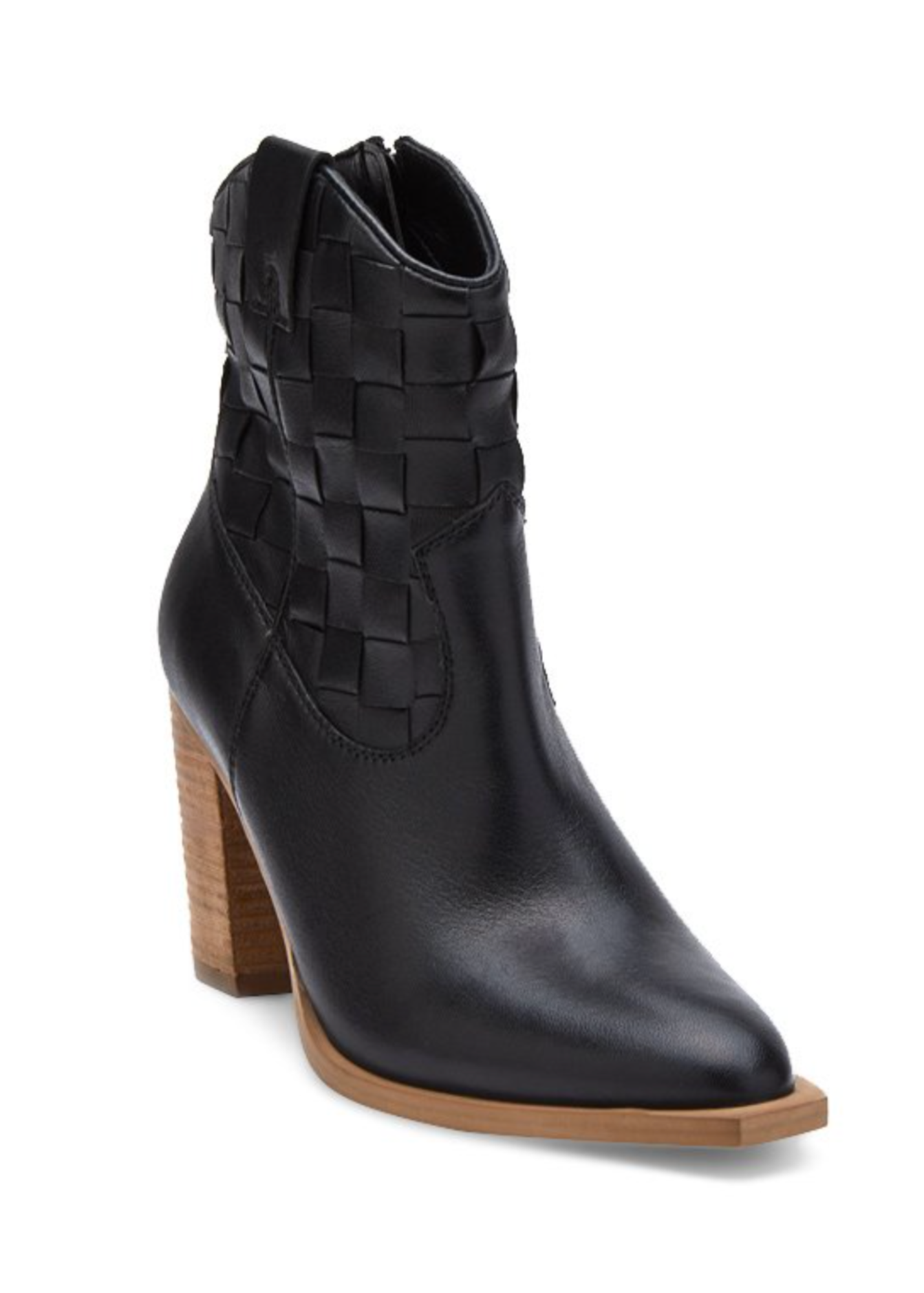 Dawn Basket Weave Ankle Boot in Black