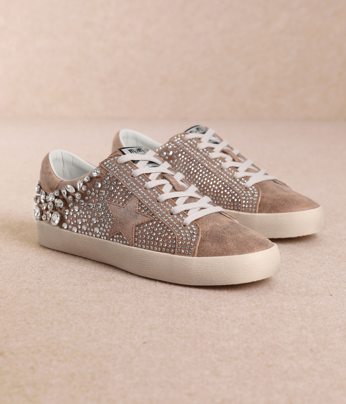 Goldie Crystal Sneakers in Tan