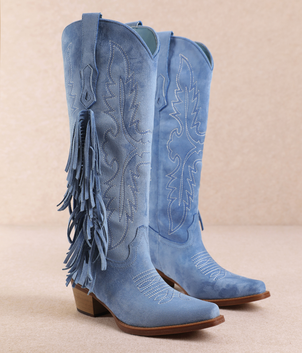 Talia Fringe Boots in Blue
