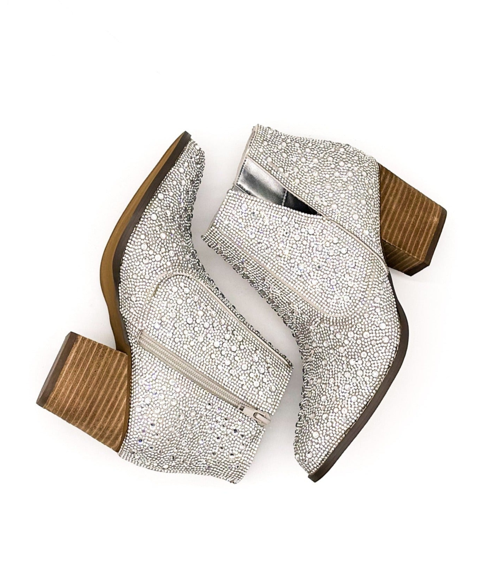 Shine Star Rhinestone Bootie in Silver - Rural Haze