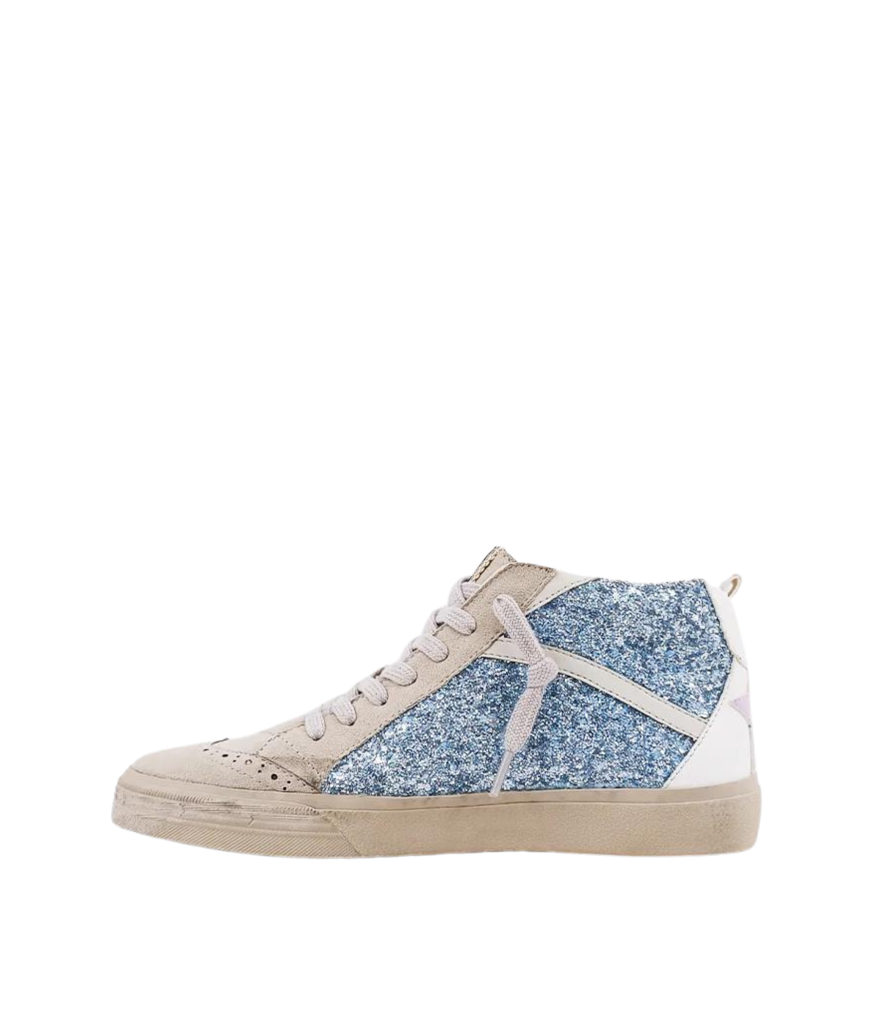 Riley Blue Glitter Sneaker with Lilac Stars
