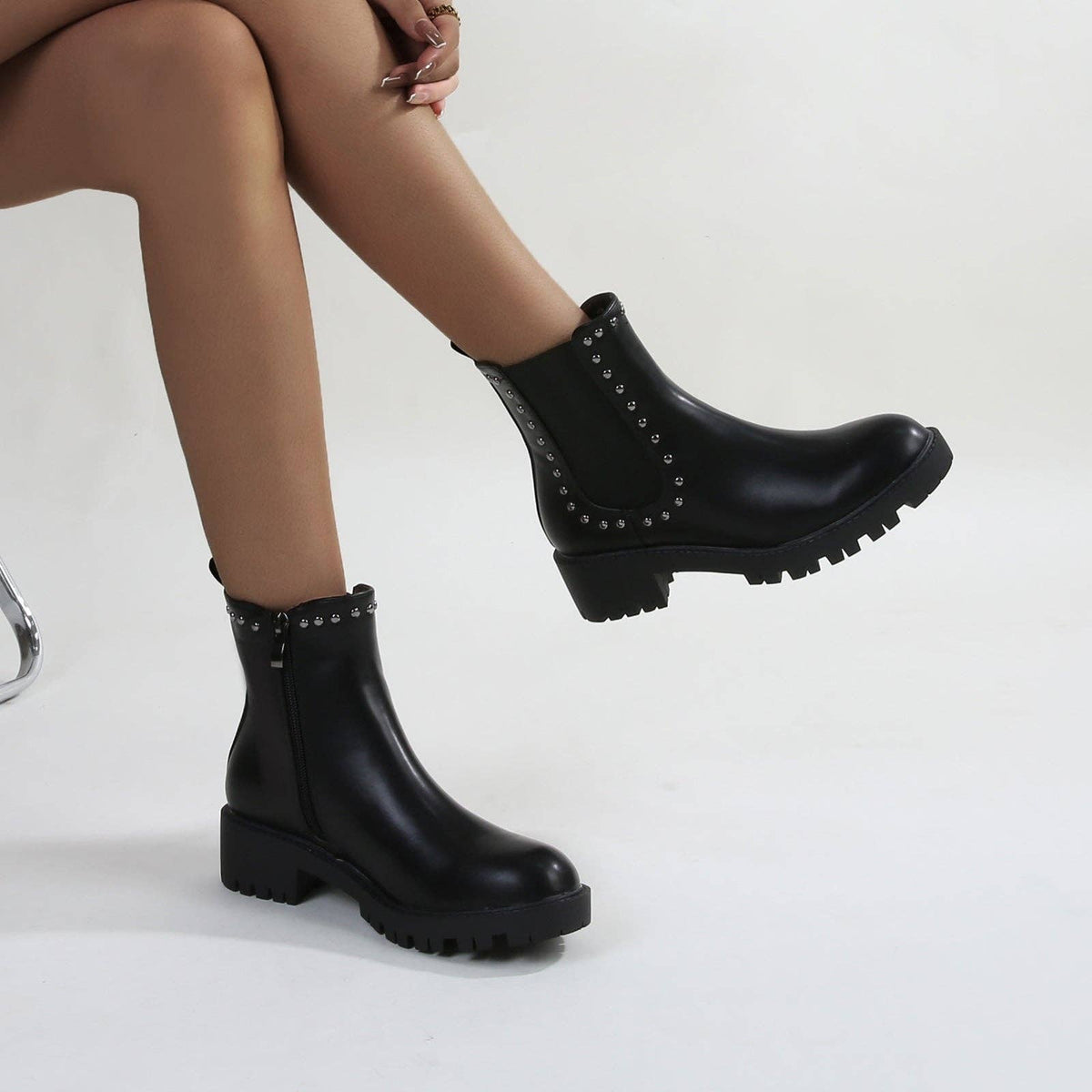 Kira Studded Boot in Black