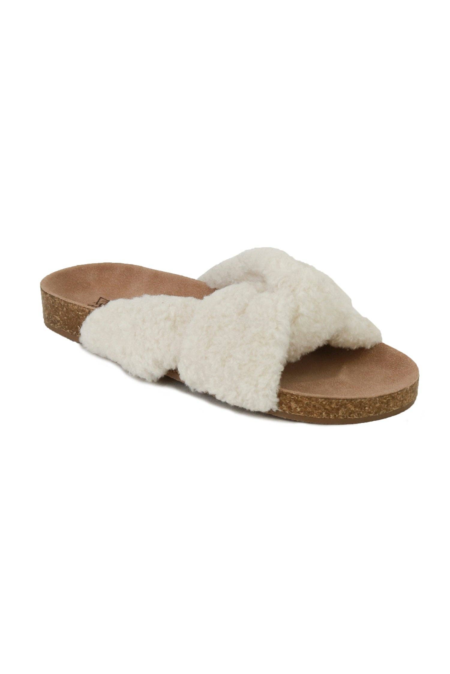 Aviana-06 Faux Shearling Slide Sandals: Beige / B RUN (12 Pairs) - Rural Haze