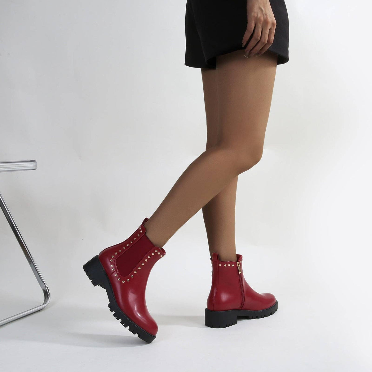 Kira Studded Boot in Burgundy