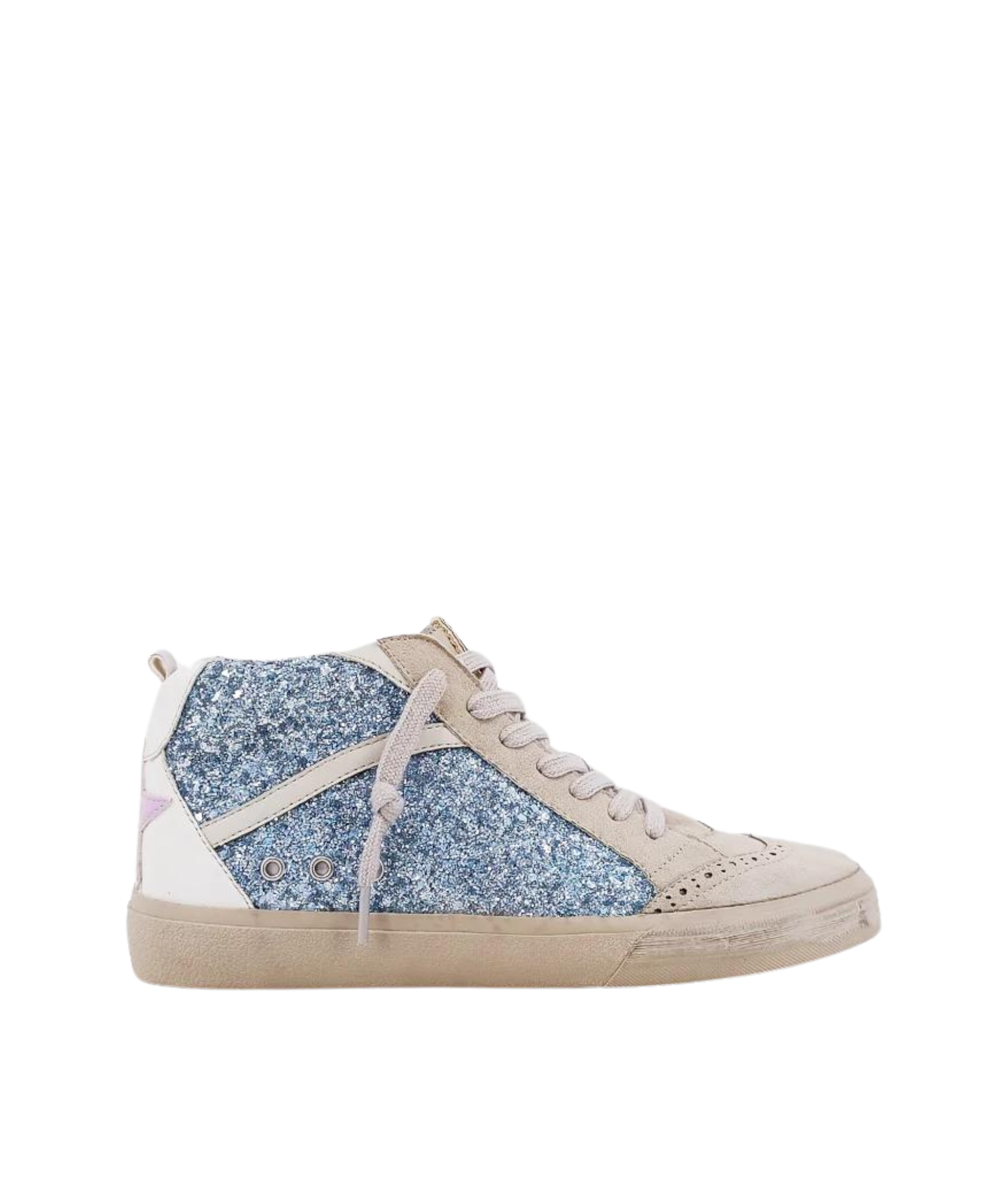 Riley Blue Glitter Sneaker with Lilac Stars