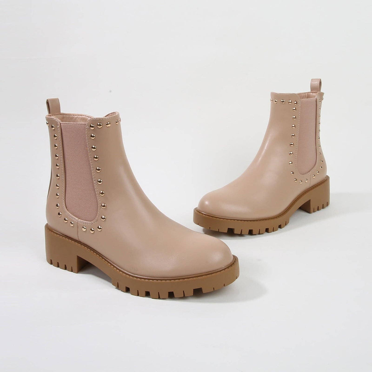 Kira Studded Boot in Beige