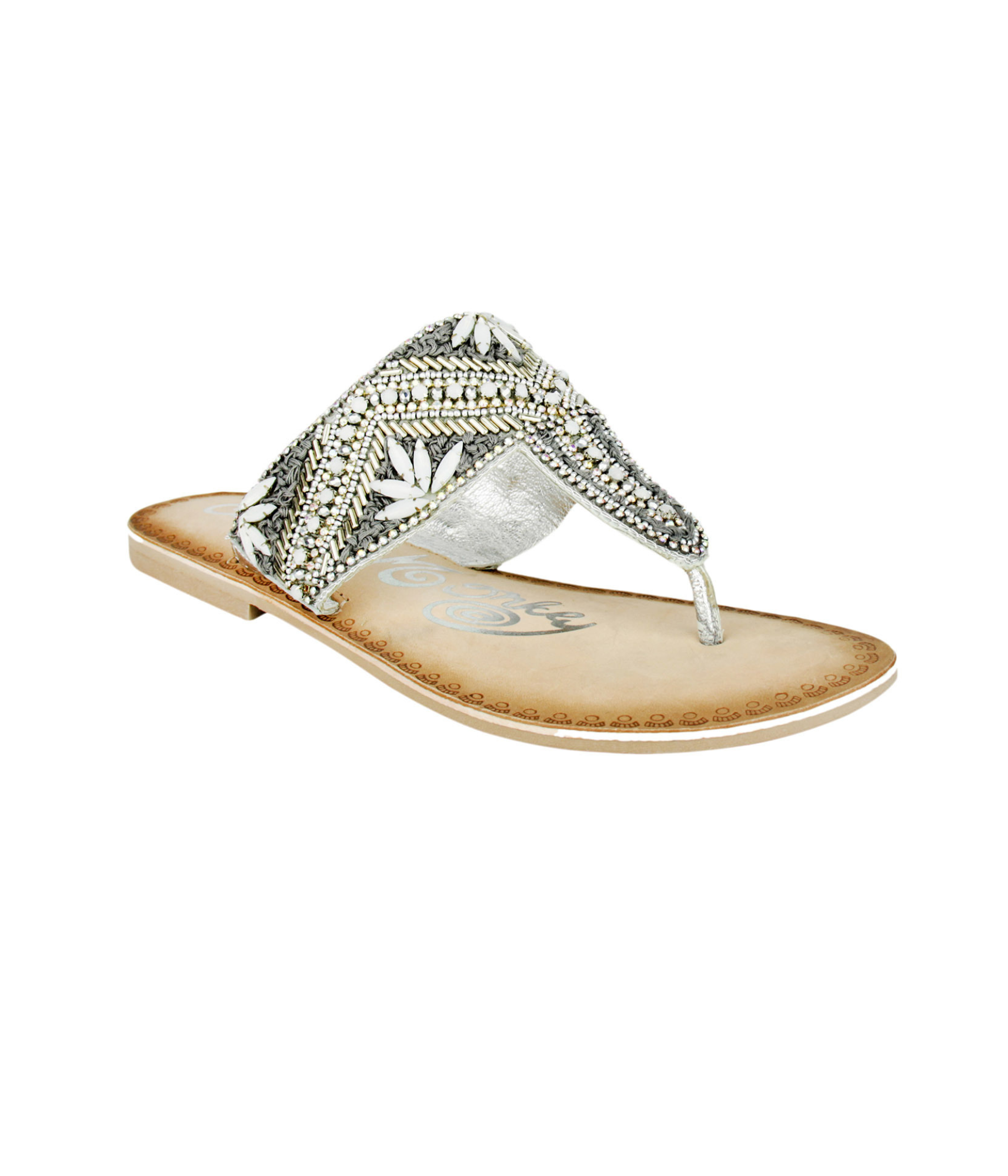Amare Beaded Sandals in Silver