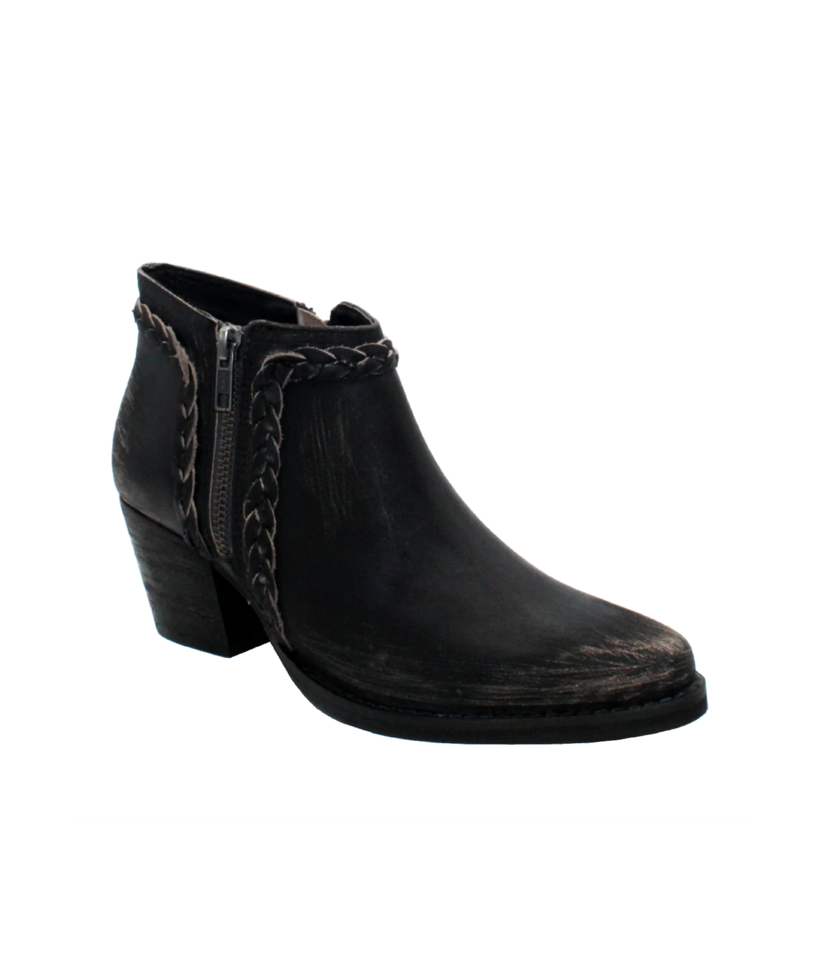 Bronco Braided Ankle Boots in Black