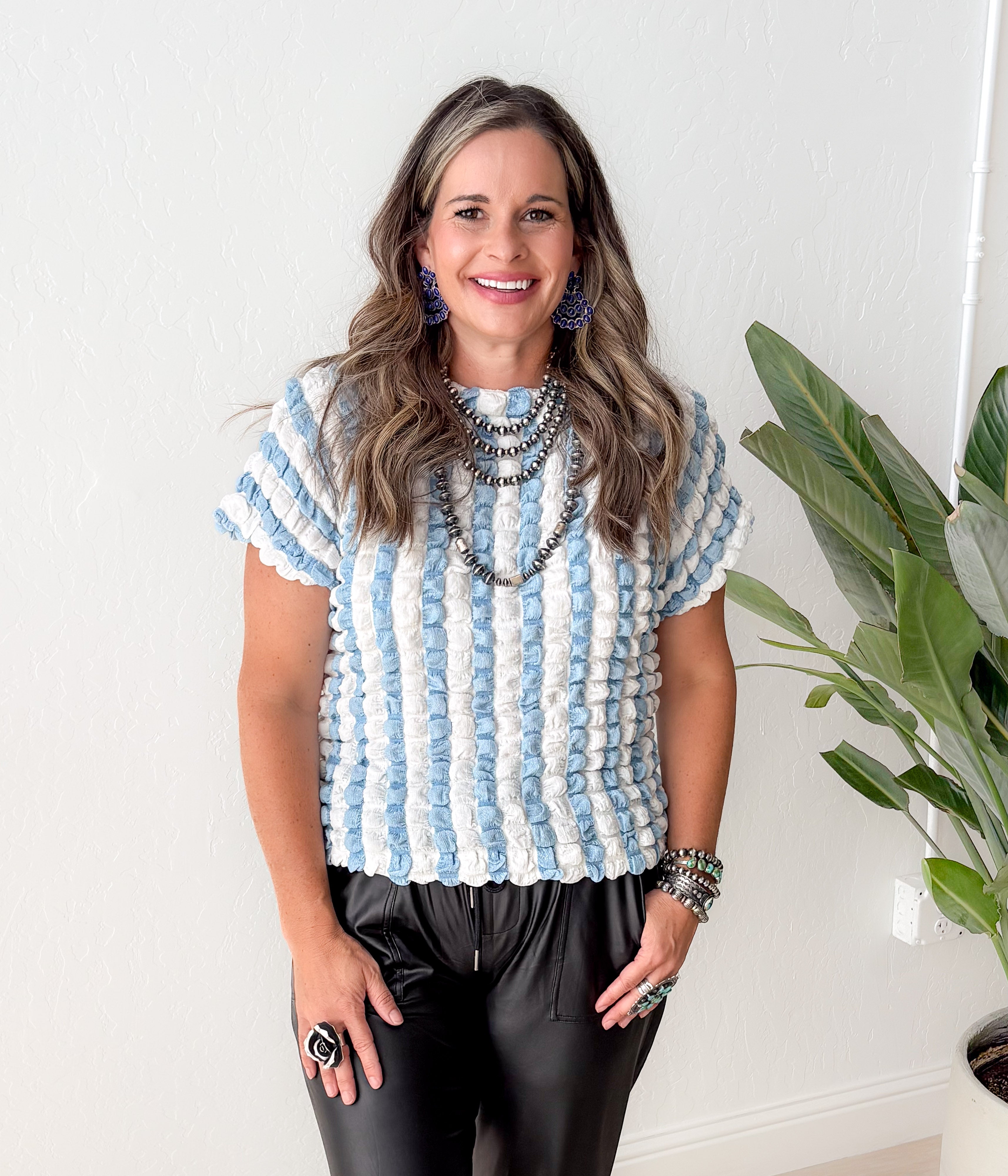 Bold and Bubbly Top in Light Blue