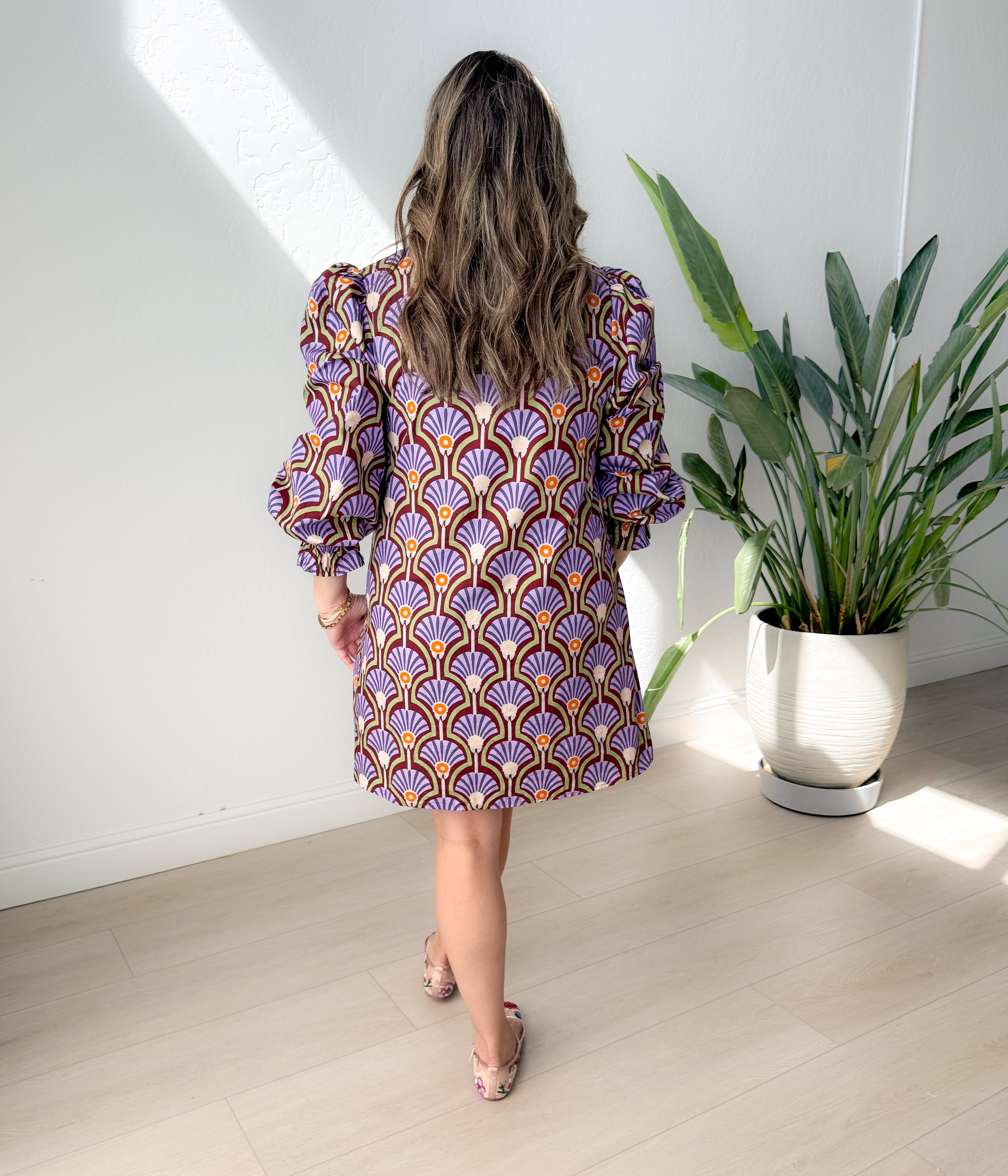 Magenta Puff Sleeve Dress