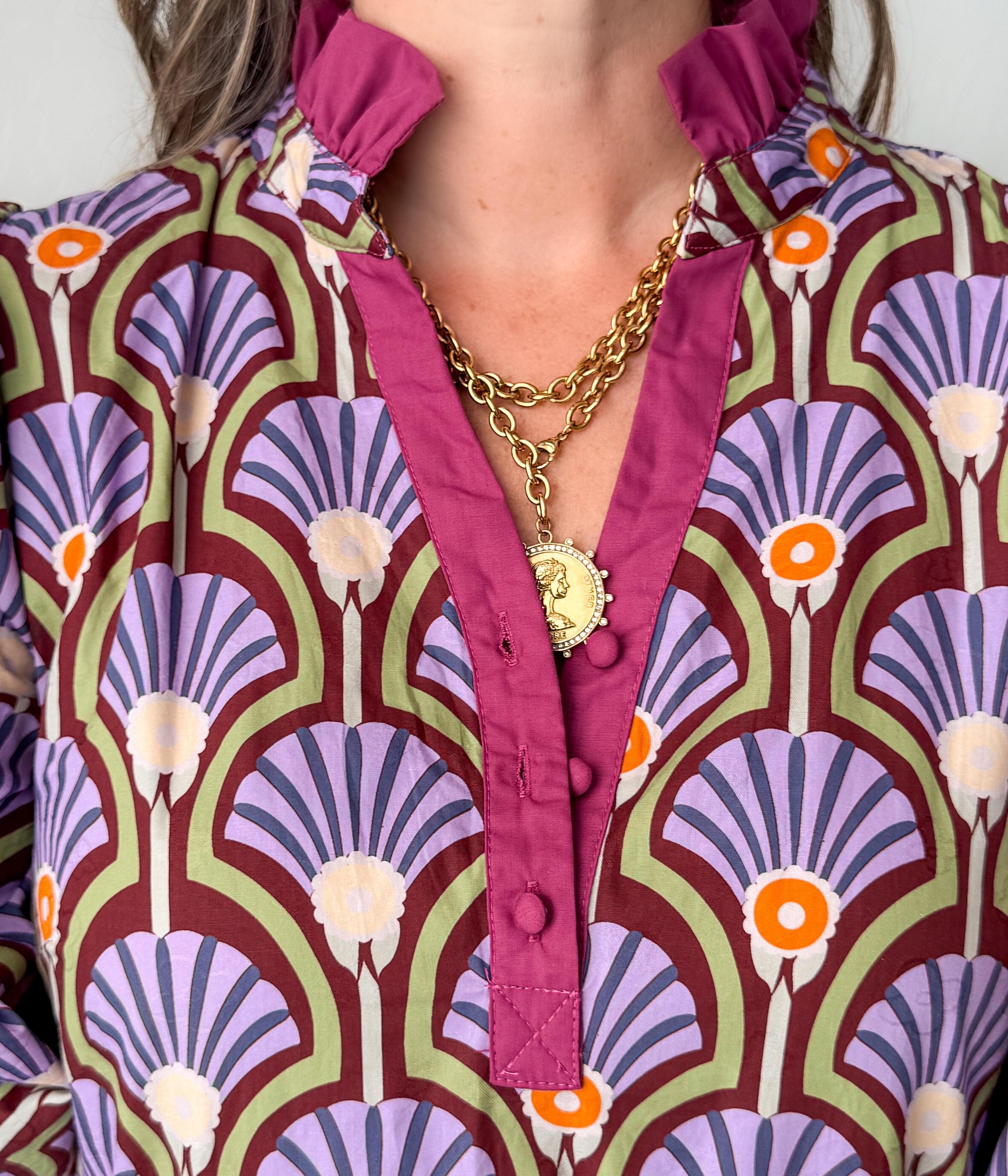 Magenta Puff Sleeve Dress