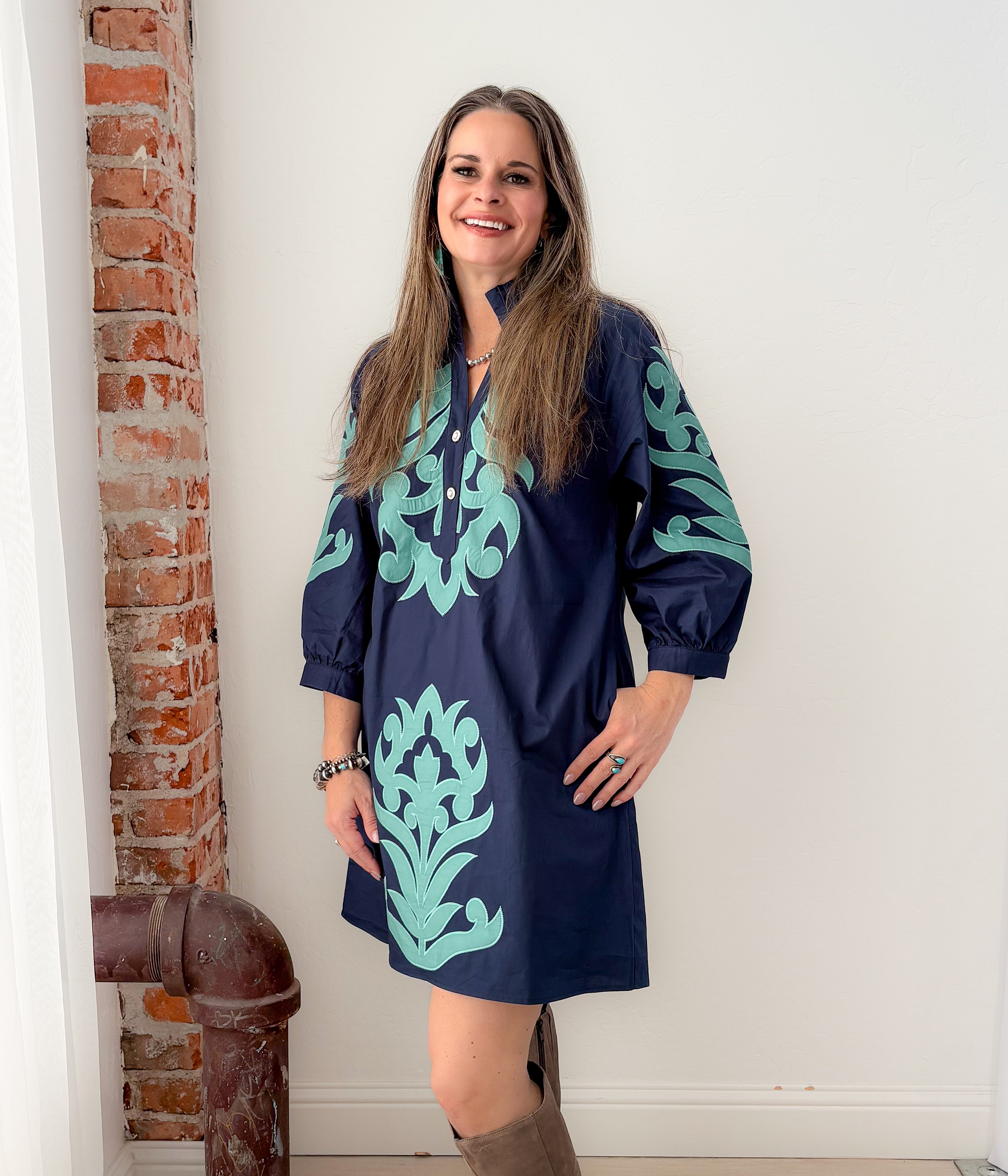 Navy and Teal Manor Dress - Rural Haze