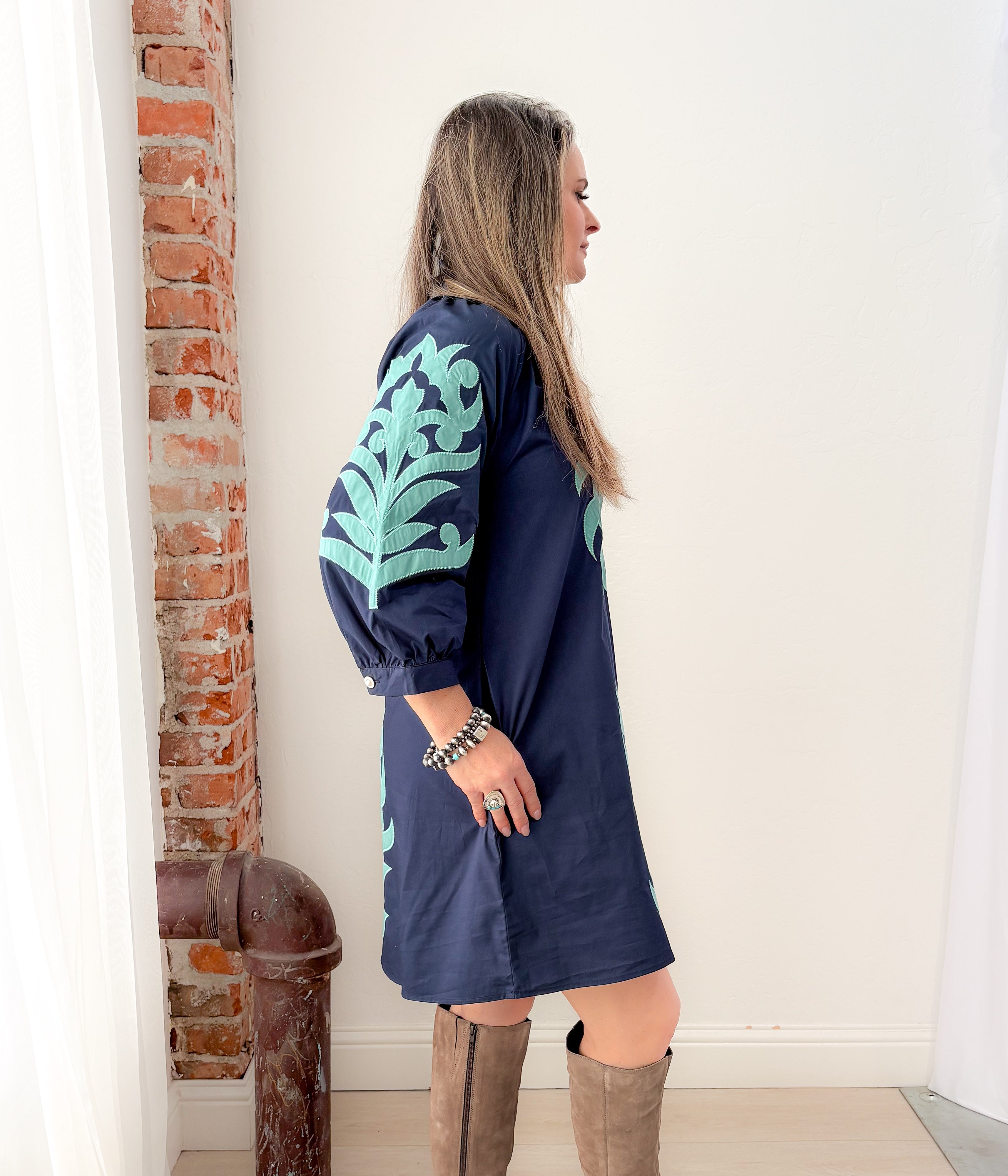 Navy and Teal Manor Dress - Rural Haze