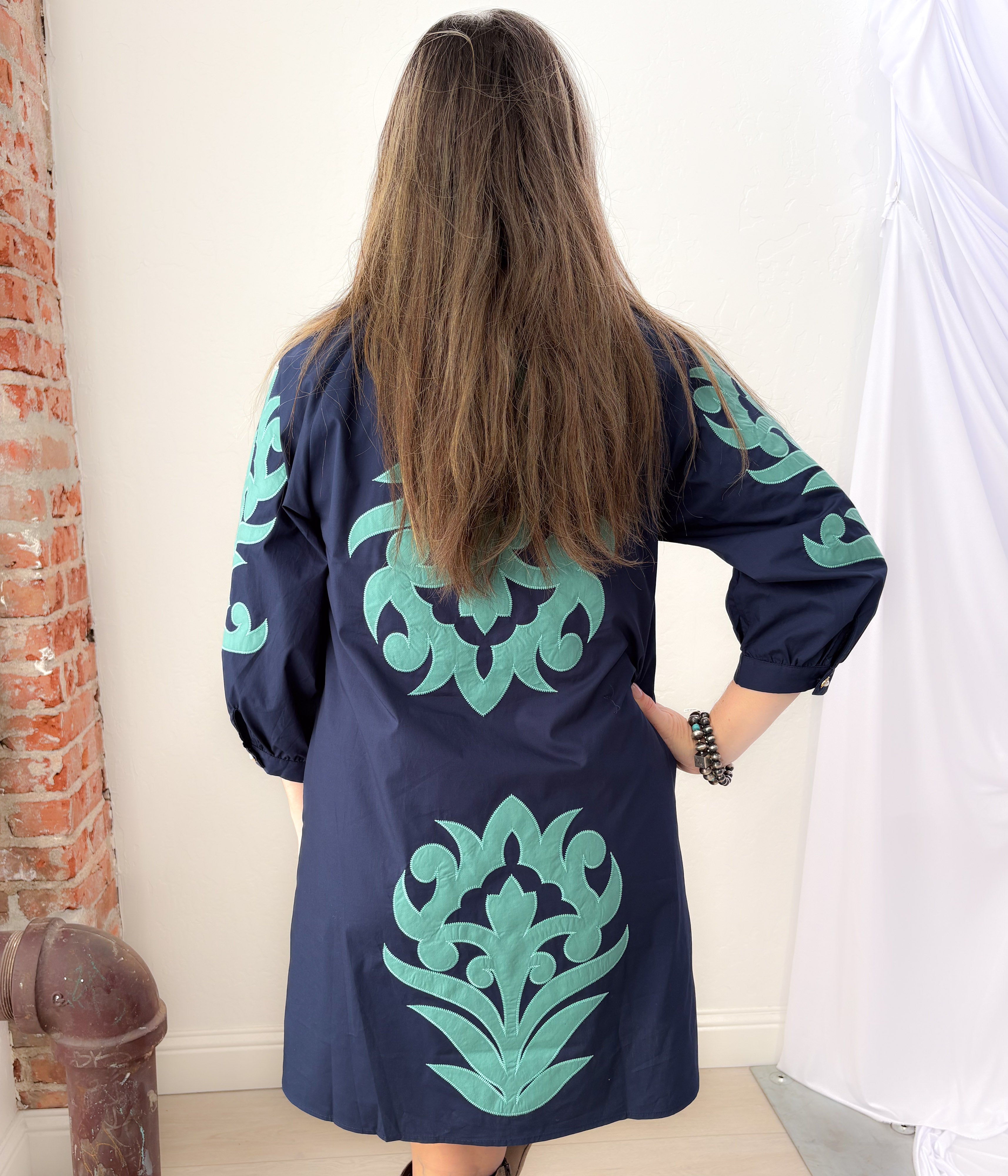 Navy and Teal Manor Dress - Rural Haze