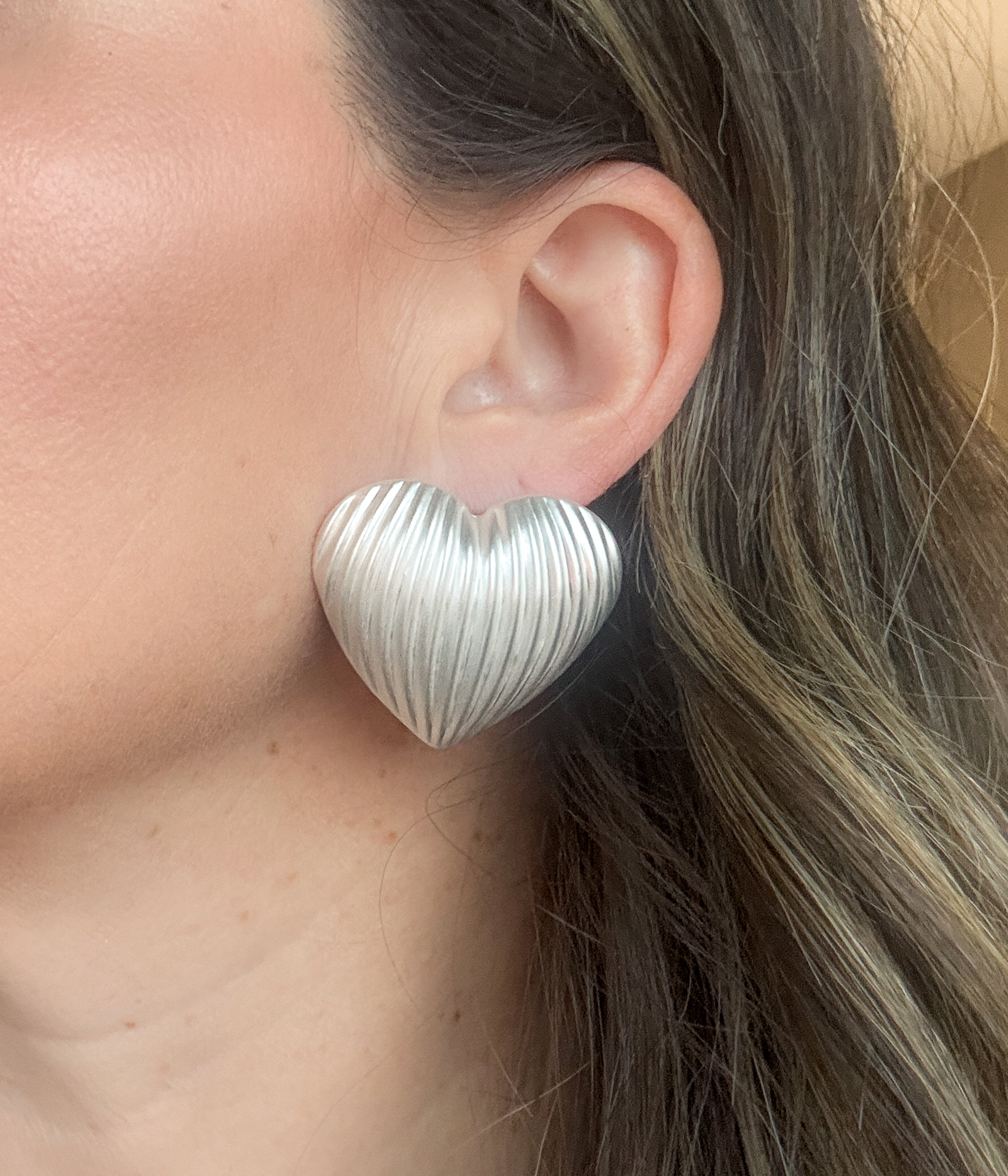 Ridged Heart Earrings