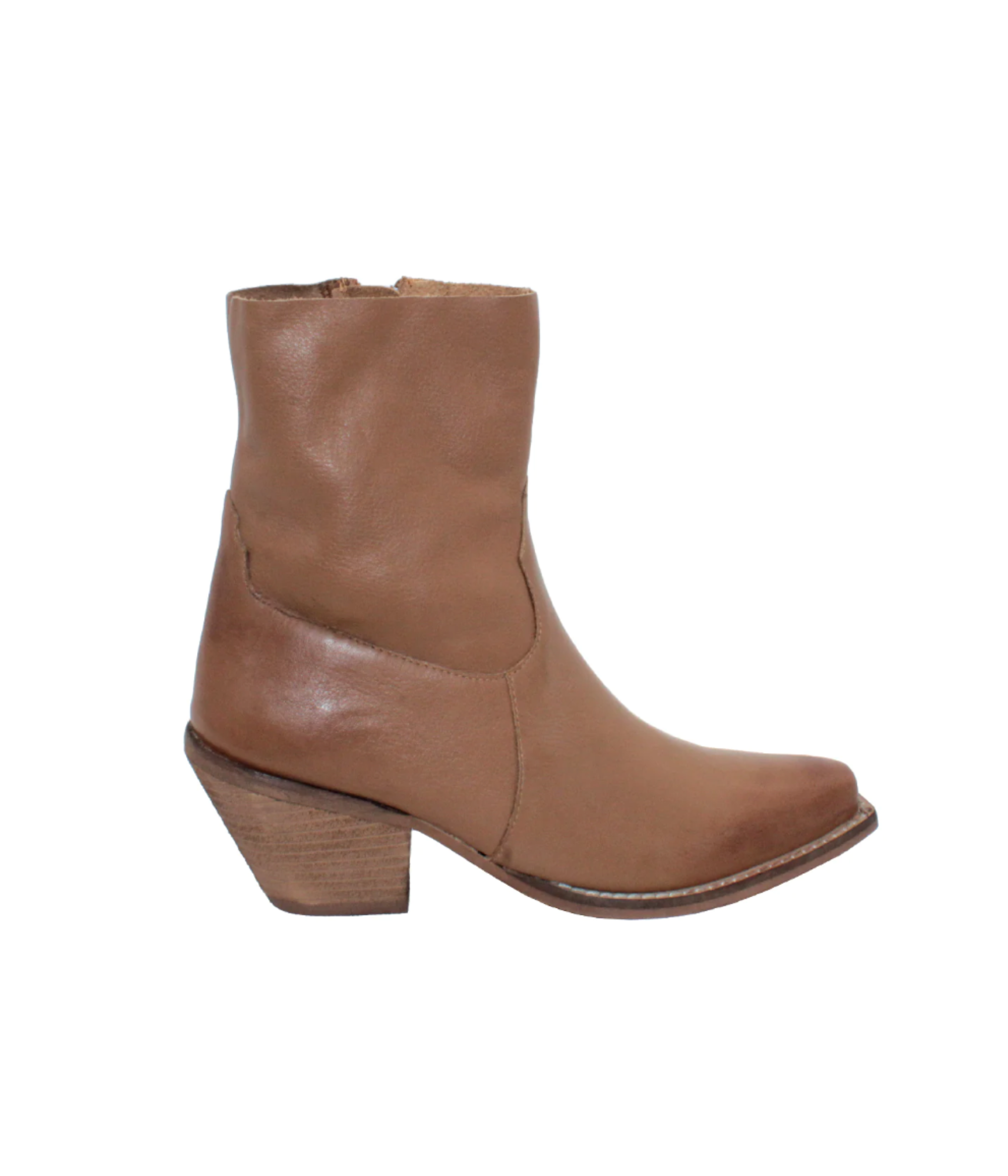 Lariat Leather Ankle Bootie in Tan