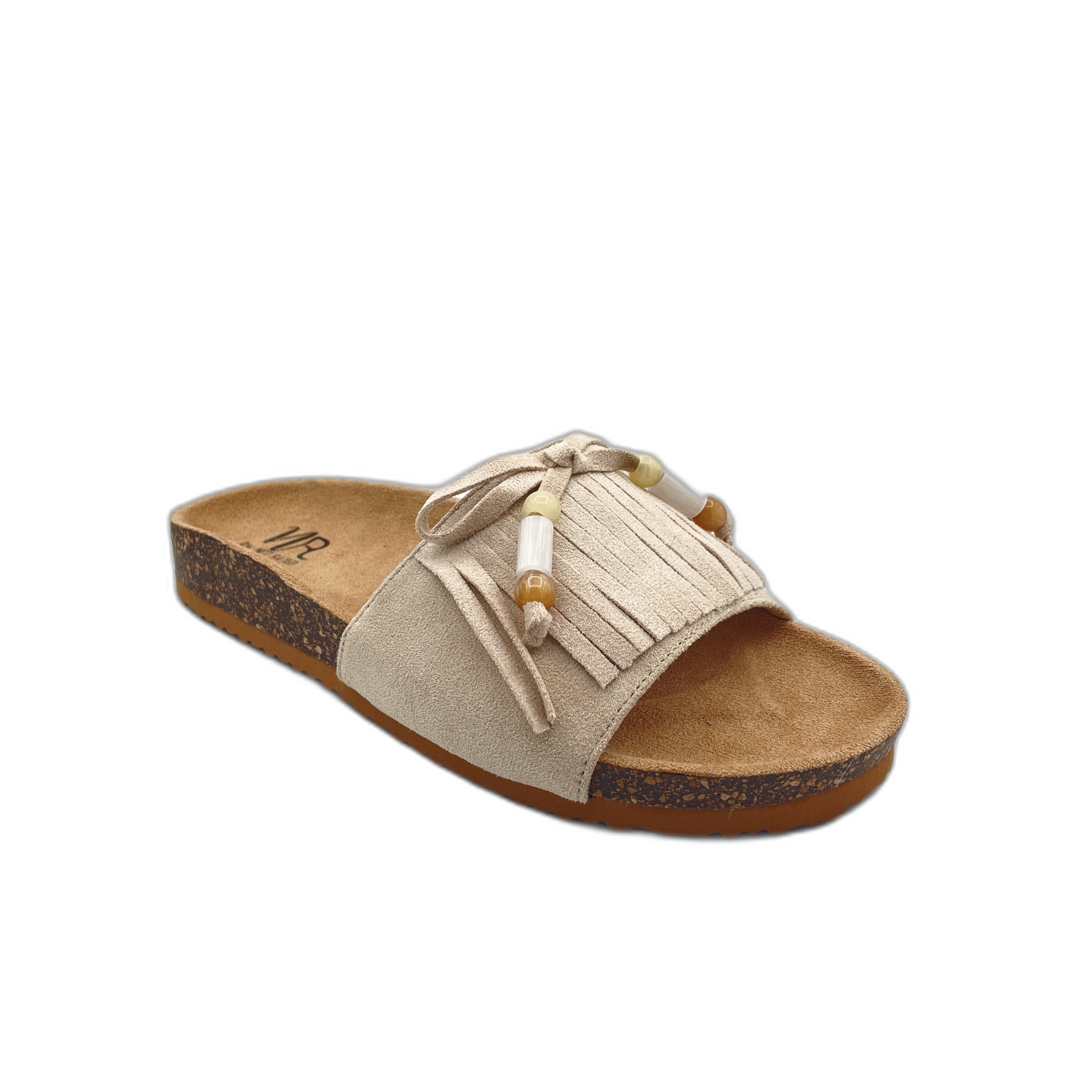 Lilliam Fringe Beaded Sandals in Beige - Rural Haze