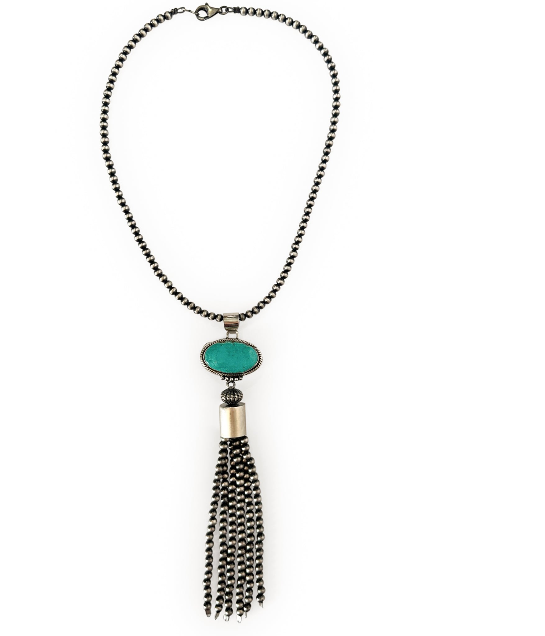 Arrey Sterling Silver Necklace with Authentic Turquoise Pendent