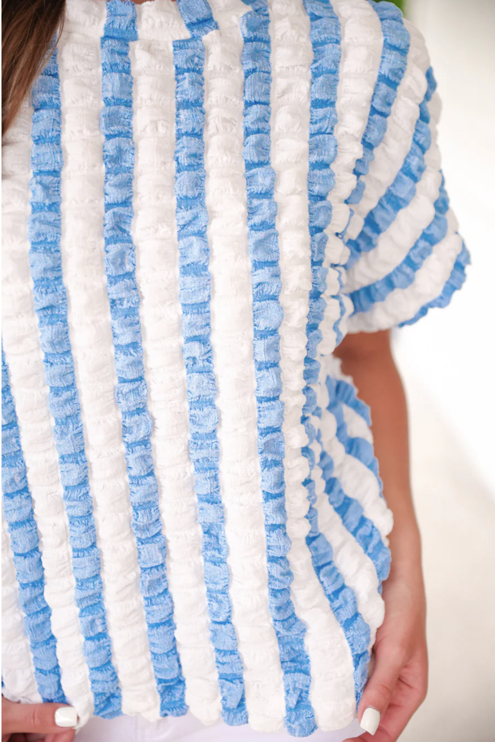 Bold and Bubbly Top in Light Blue