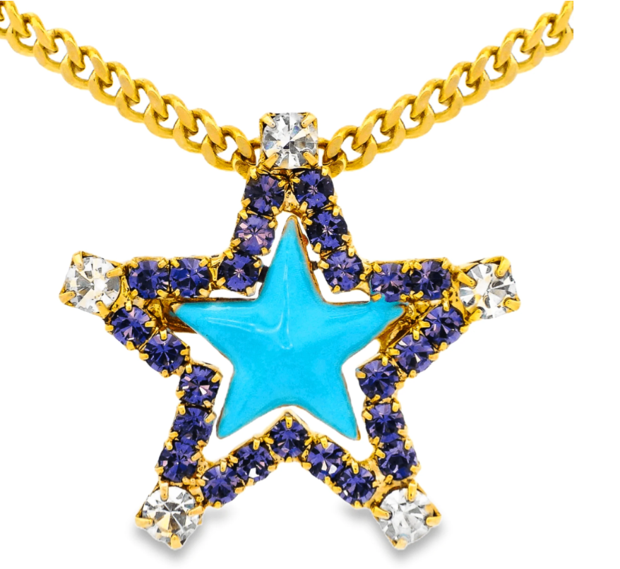 Sweet Star Necklace in Teal and Lilac