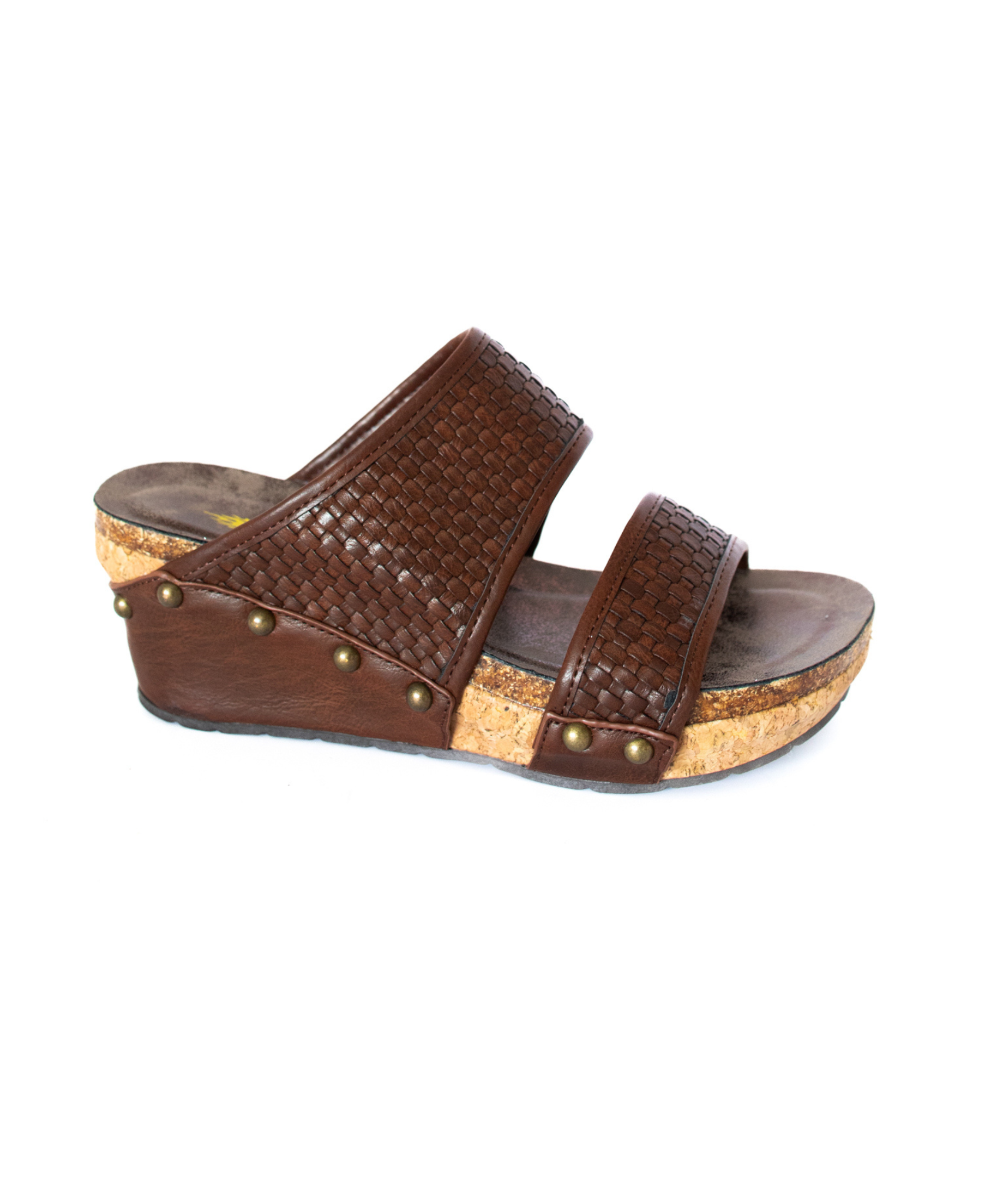 Vittoria Woven Leather Wedges in Brown